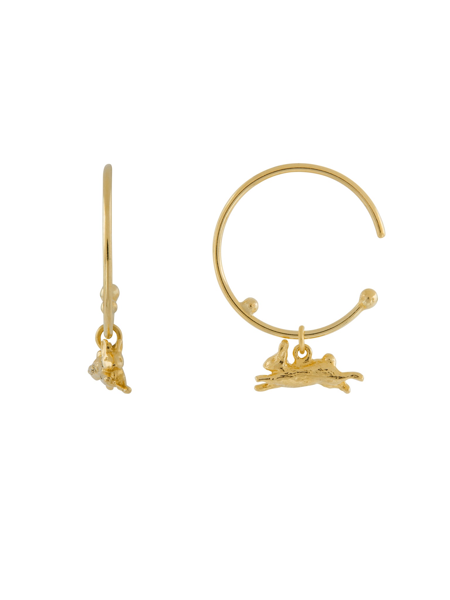 Teeny Tiny Leaping Rabbit Hoop Earrings - image 5 | 18ct yellow gold