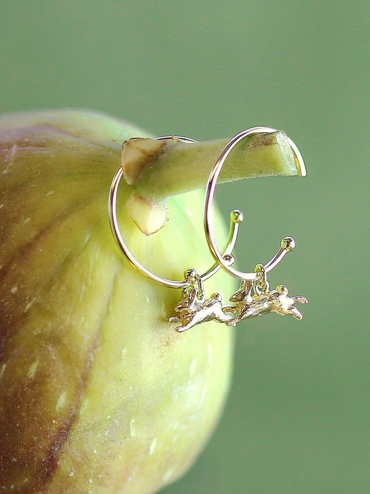 Teeny Tiny Leaping Rabbit Hoop Earrings - image 3