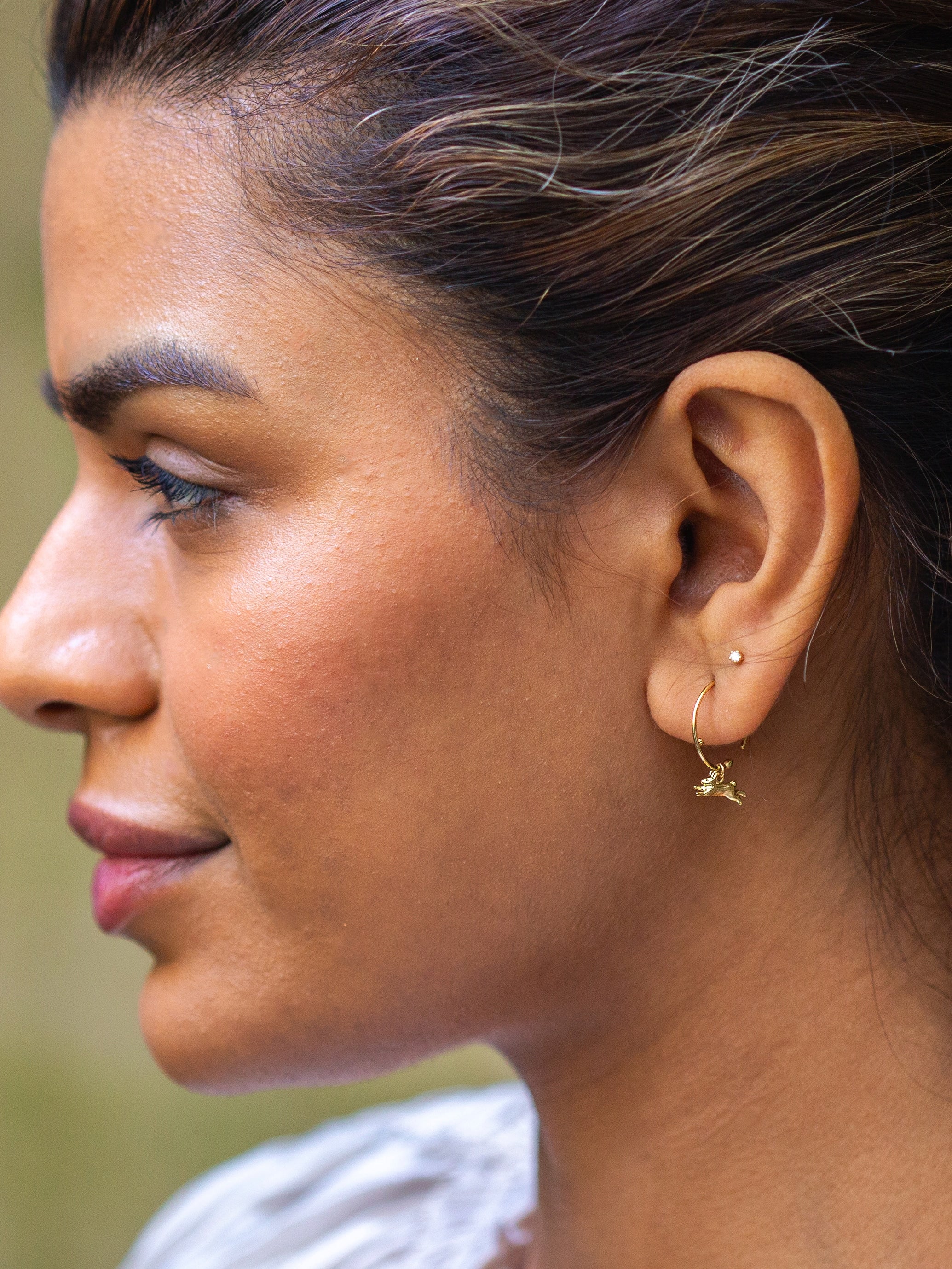 Teeny Tiny Leaping Rabbit Hoop Earrings - image 2