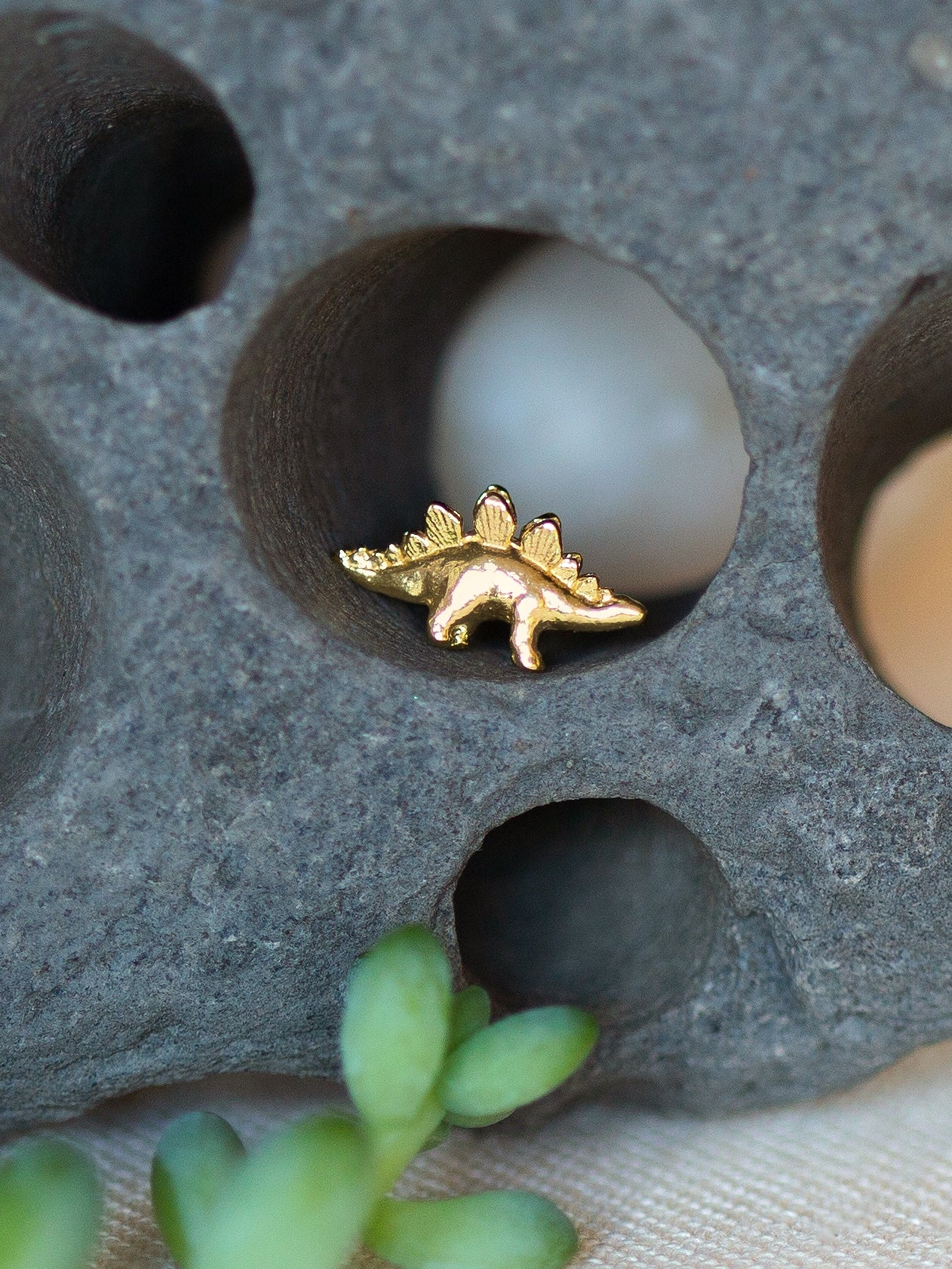 Teeny Tiny Stegosaurus Single Stud Earring - image 3