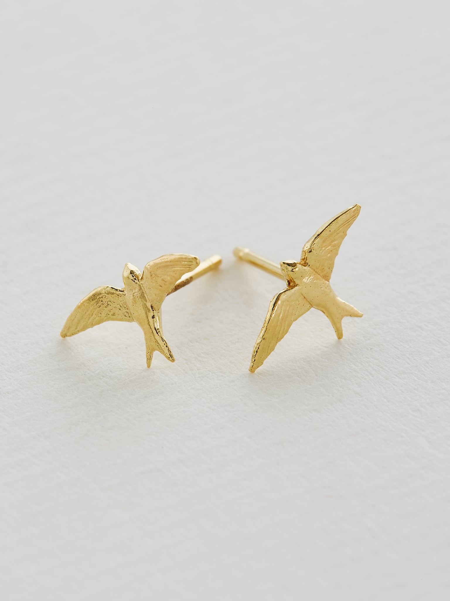 Teeny Tiny Swallow Stud Earrings - image 4 | 18ct yellow gold