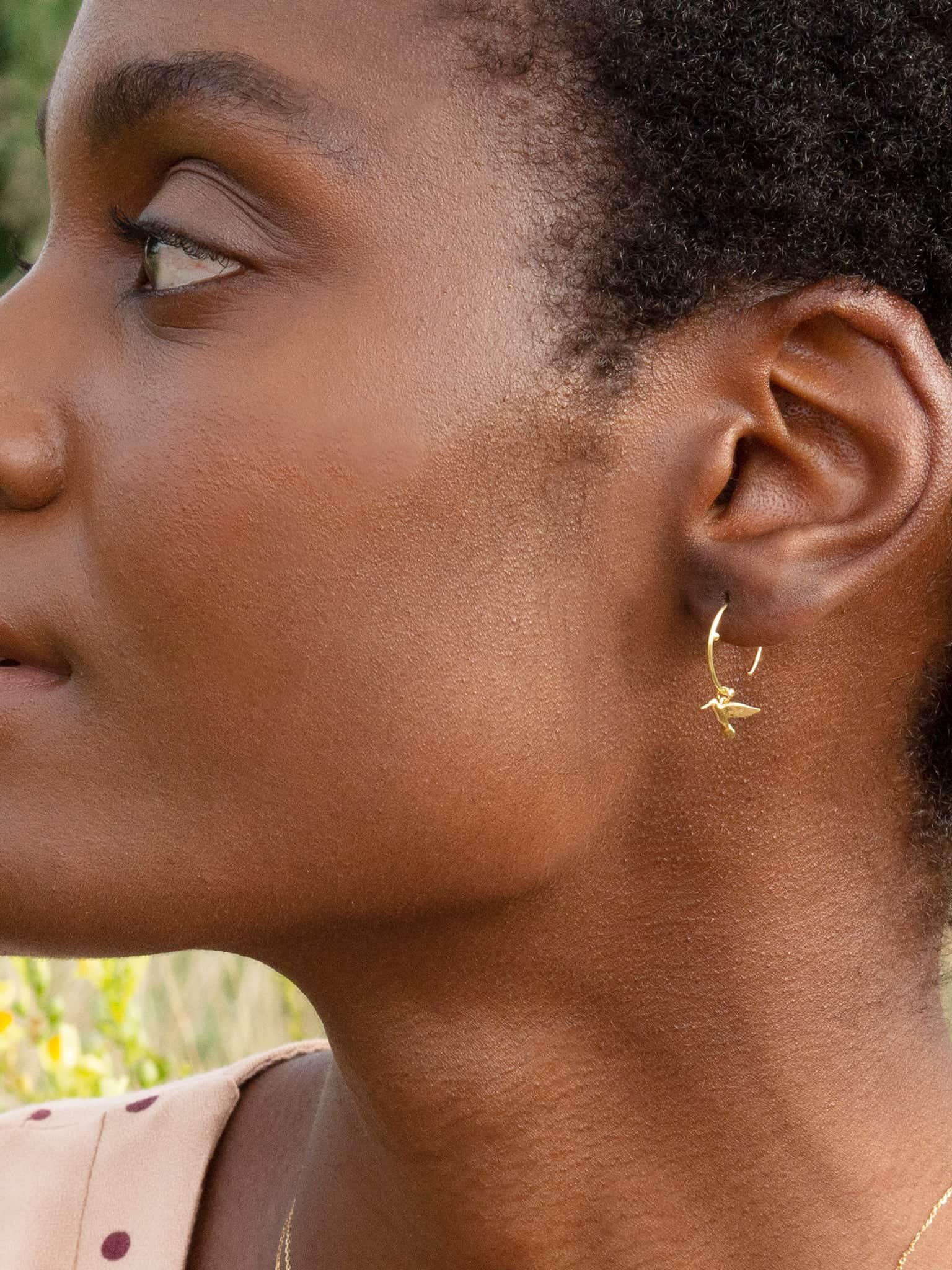 Teeny Tiny Hummingbird Hoop Earrings - image 2