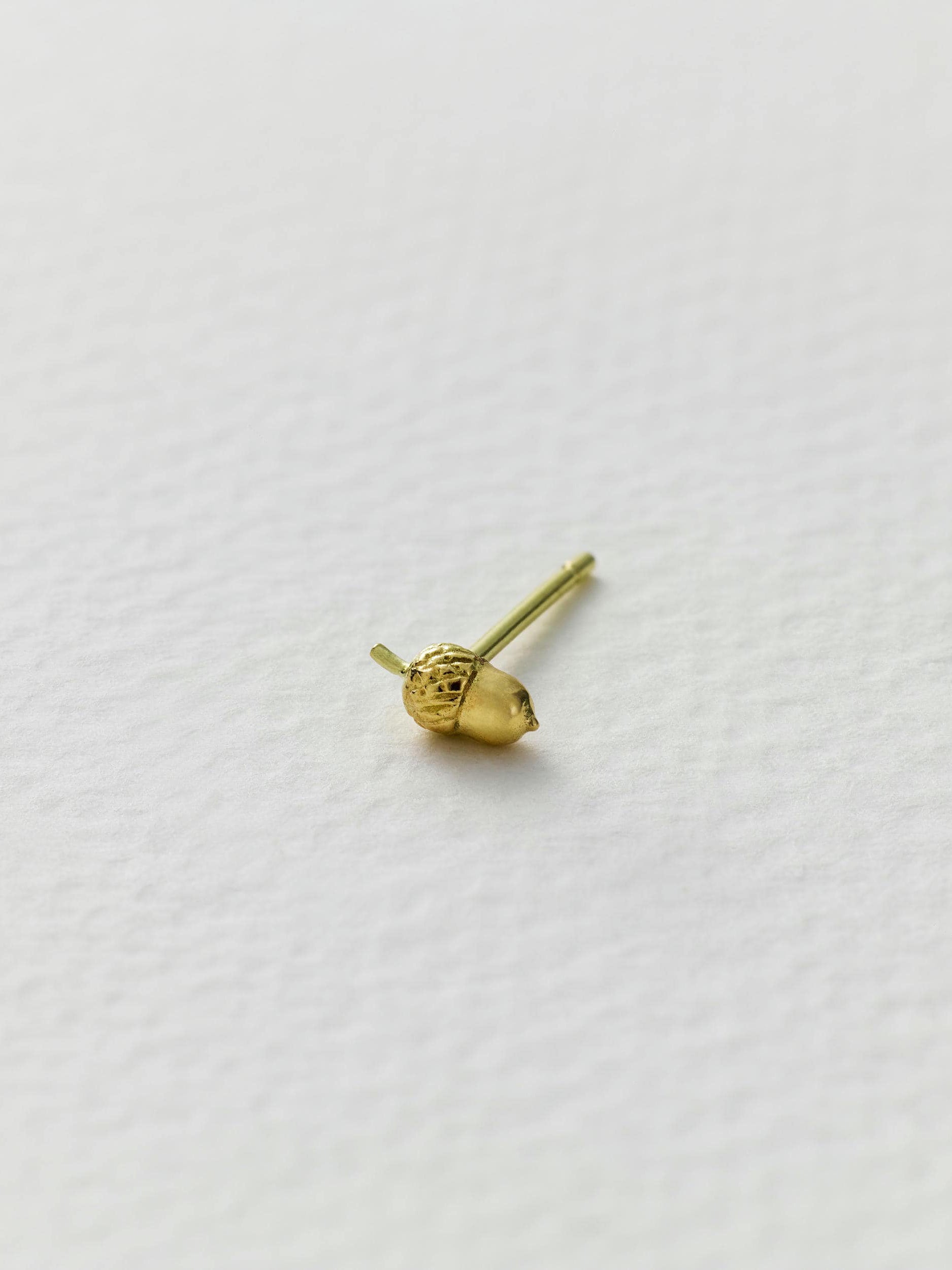 Teeny Tiny Acorn Single Stud Earring - image 3 | 18ct yellow gold