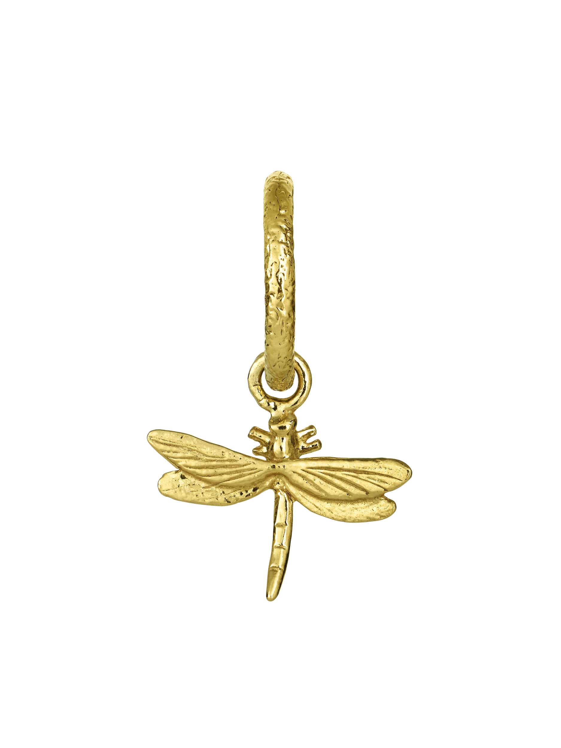 Single Huggie Hoop with Teeny Tiny Dragonfly - image 5 | 18ct yellow gold