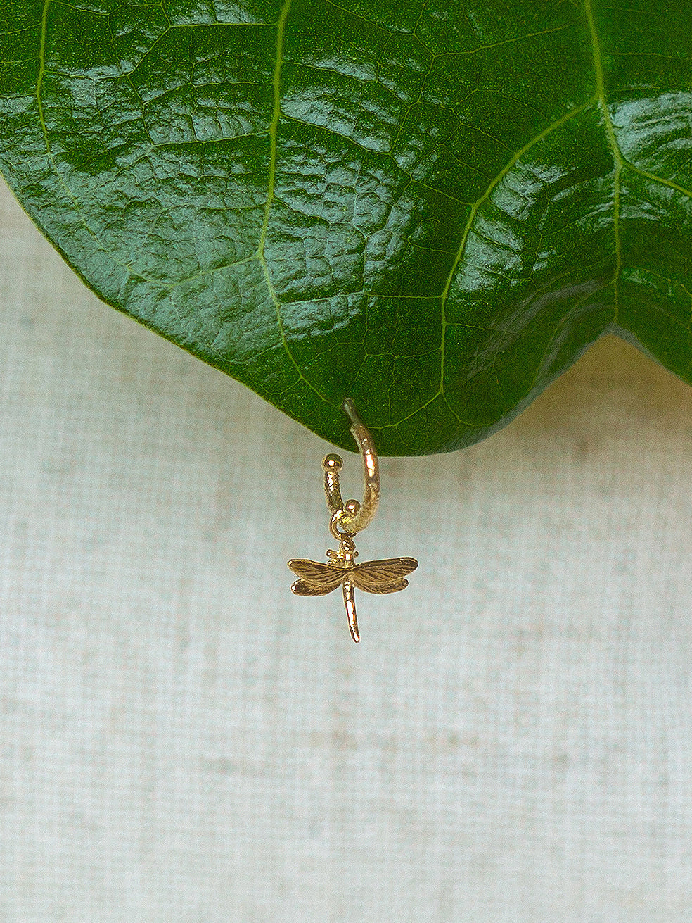 Single Huggie Hoop with Teeny Tiny Dragonfly - image 3