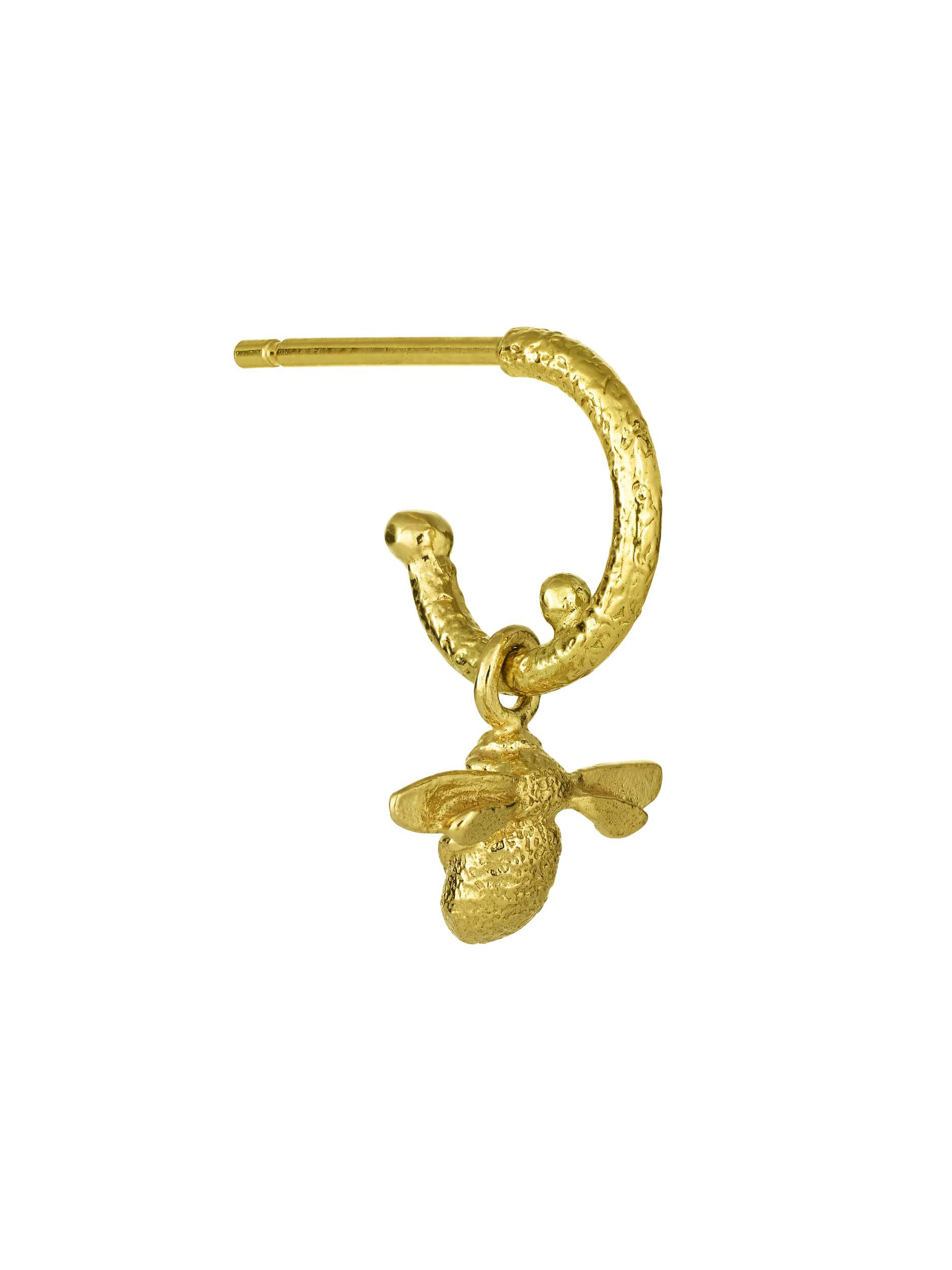 Single Huggie Hoop with Teeny Tiny Bee - image 1 | 18ct yellow gold