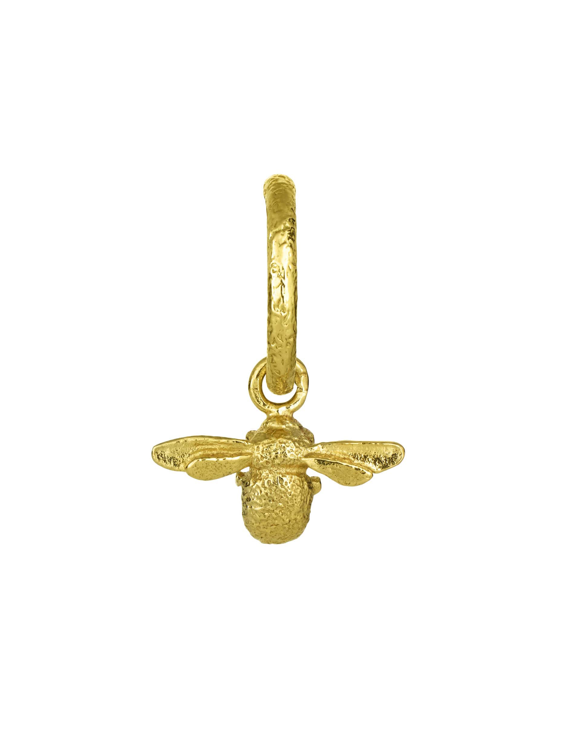 Single Huggie Hoop with Teeny Tiny Bee - image 4 | 18ct yellow gold