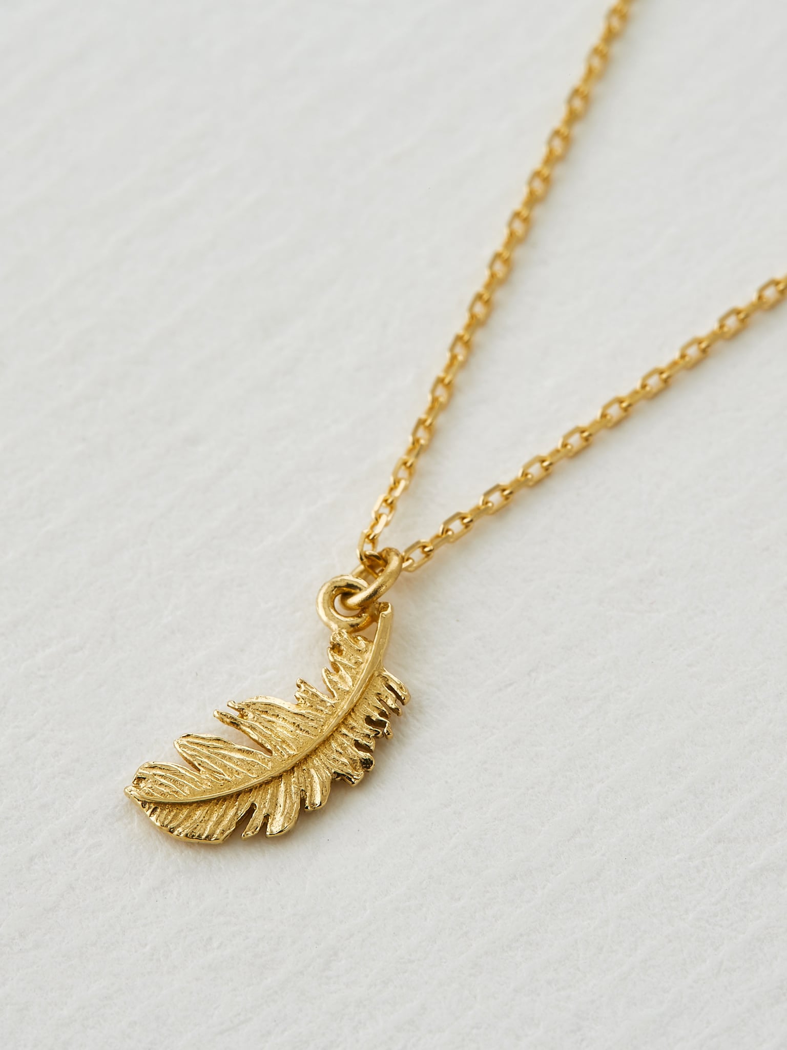 Teeny Tiny Plume Feather Necklace - image 3 | 18ct yellow gold
