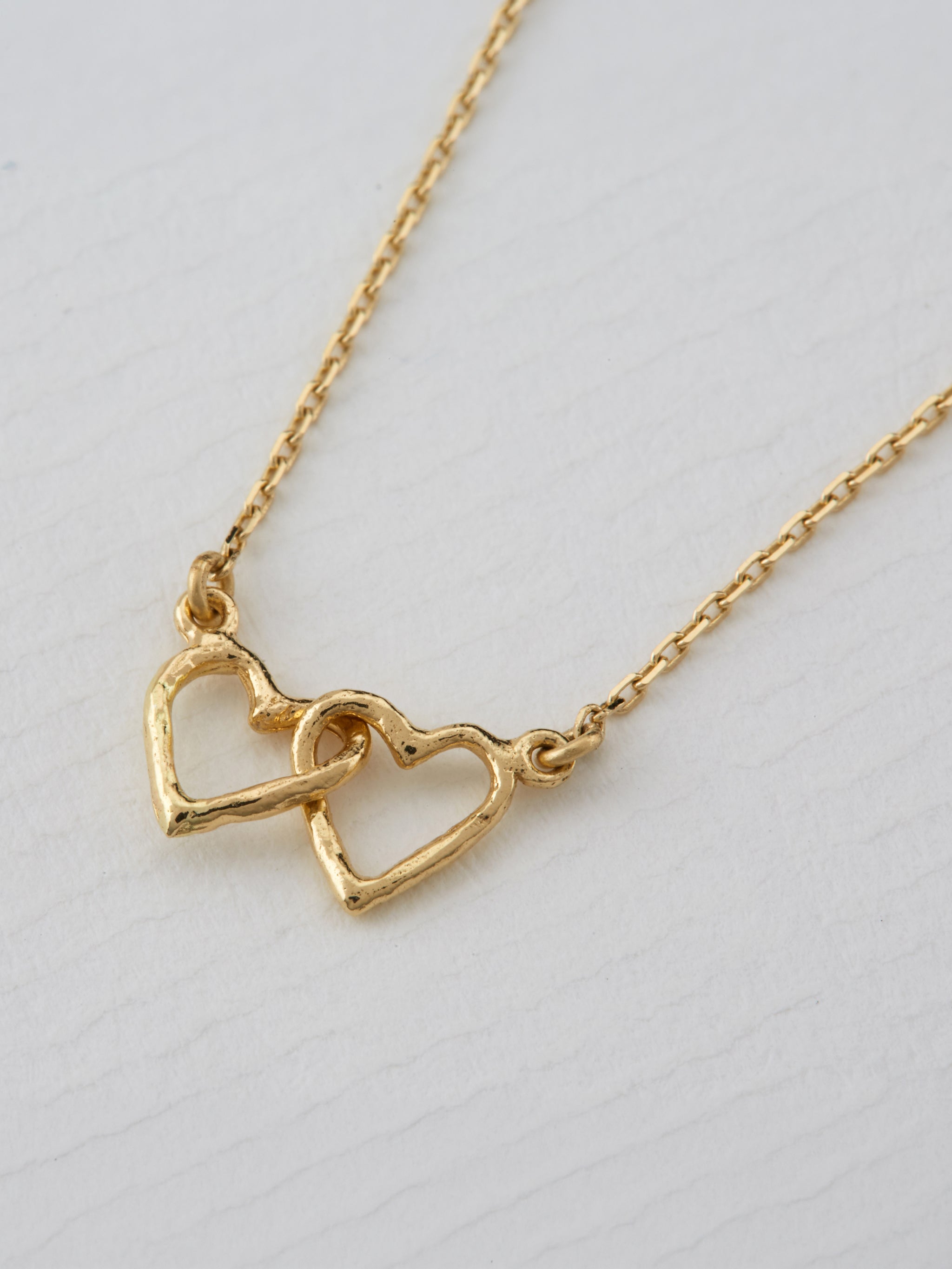 Teeny Tiny Linked Heart In-Line Necklace - image 5 | 18ct yellow gold