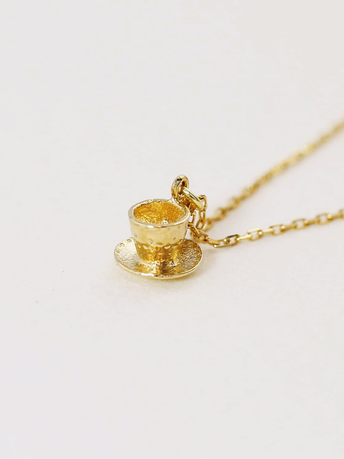 Teeny Tiny Teacup & Saucer Necklace - image 4 | 18ct yellow gold