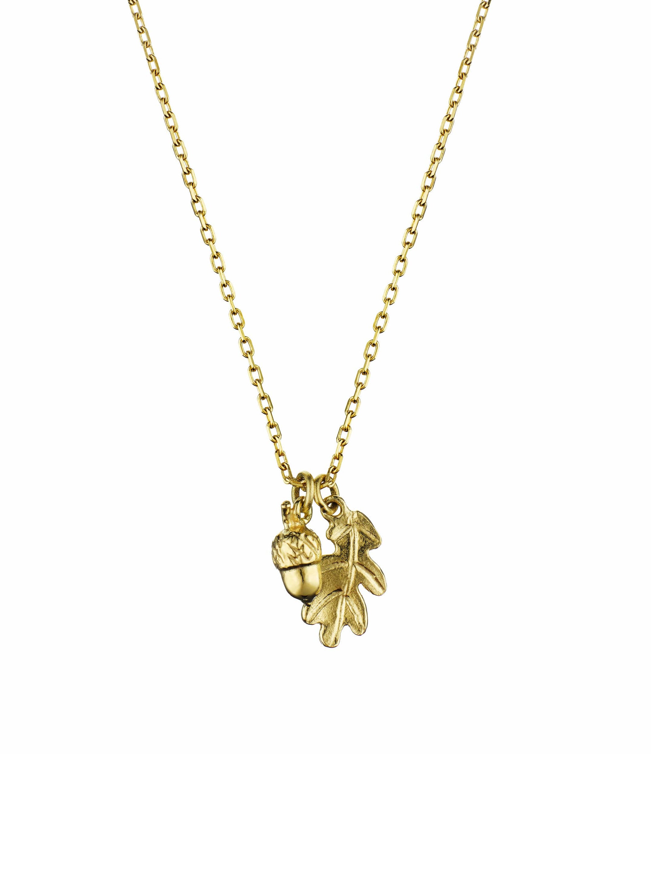 Teeny Tiny Oak Leaf & Acorn Necklace - image 1 | 18ct yellow gold