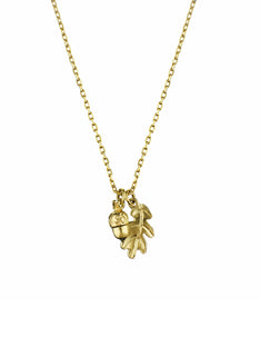 Teeny Tiny Oak Leaf & Acorn Necklace