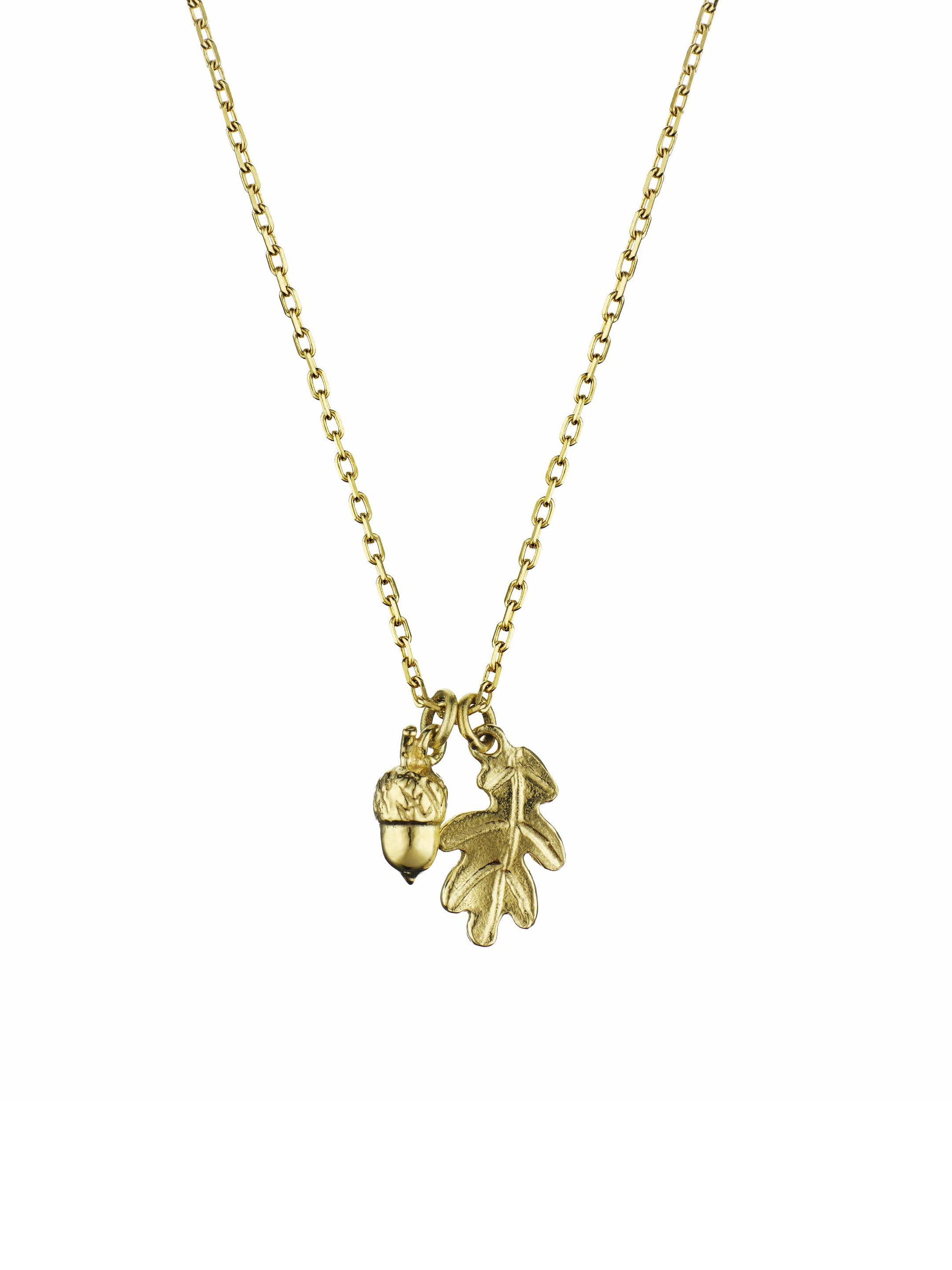 Teeny Tiny Oak Leaf & Acorn Necklace - image 4 | 18ct yellow gold
