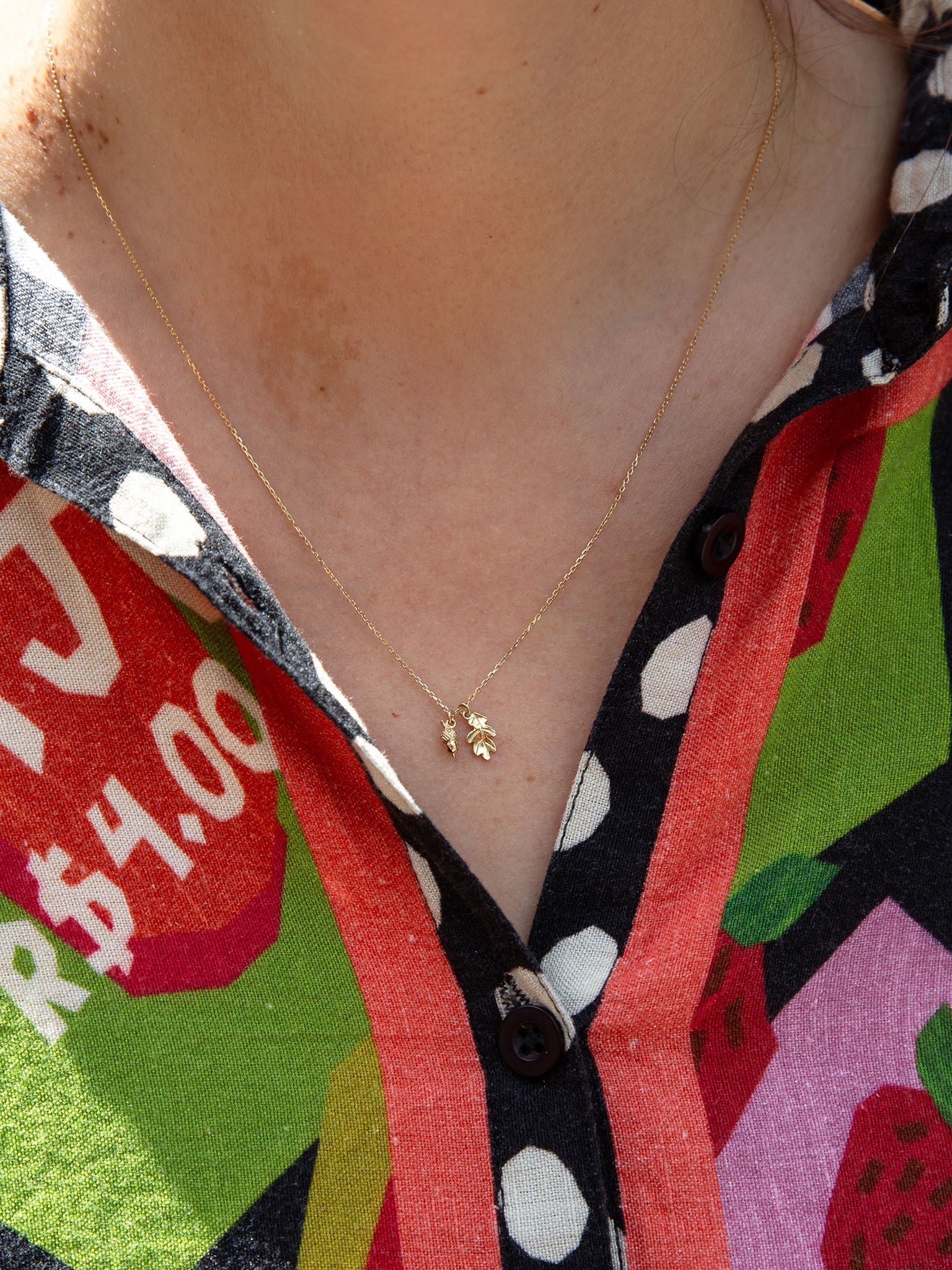 Teeny Tiny Oak Leaf & Acorn Necklace - image 2