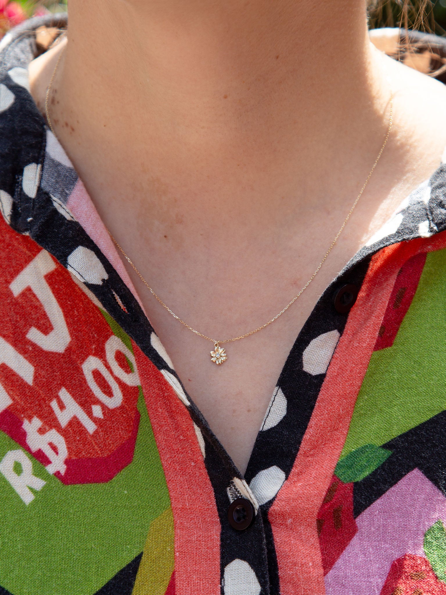 Teeny Tiny Diamond Daisy Necklace - image 2