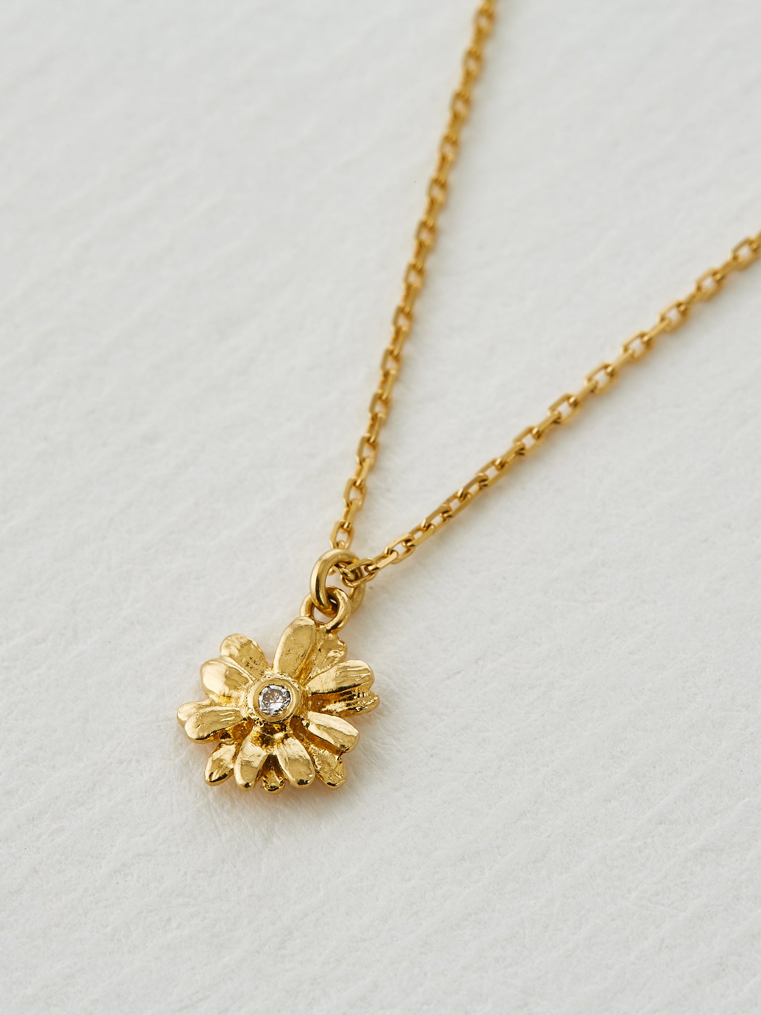 Teeny Tiny Diamond Daisy Necklace - image 3 | 18ct yellow gold
