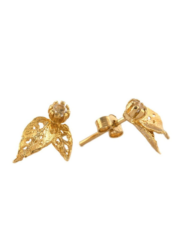 Autumn Leaf Topaz Stud Earrings - image 1 | gold plate
