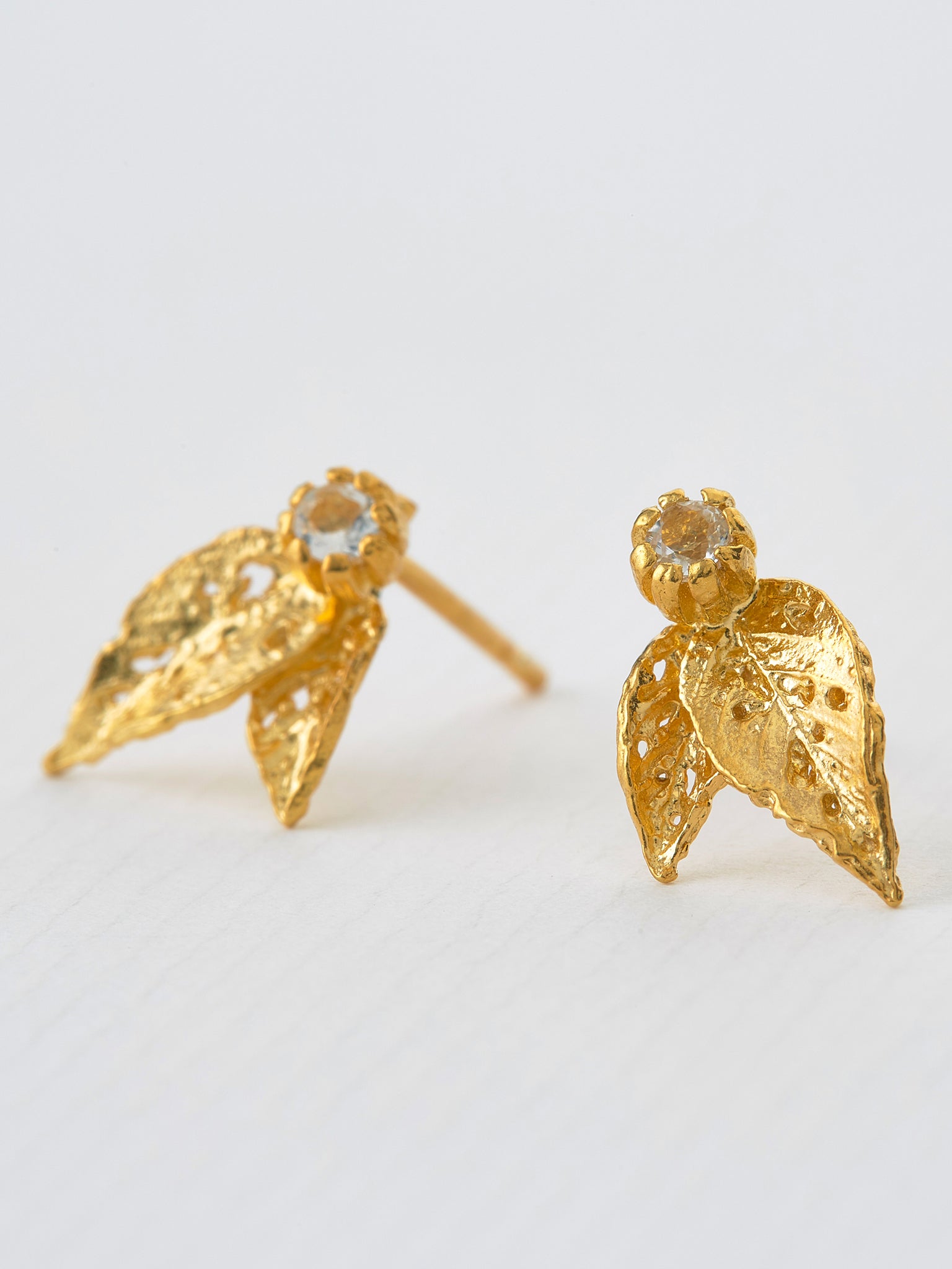 Autumn Leaf Topaz Stud Earrings - image 2 | gold plate
