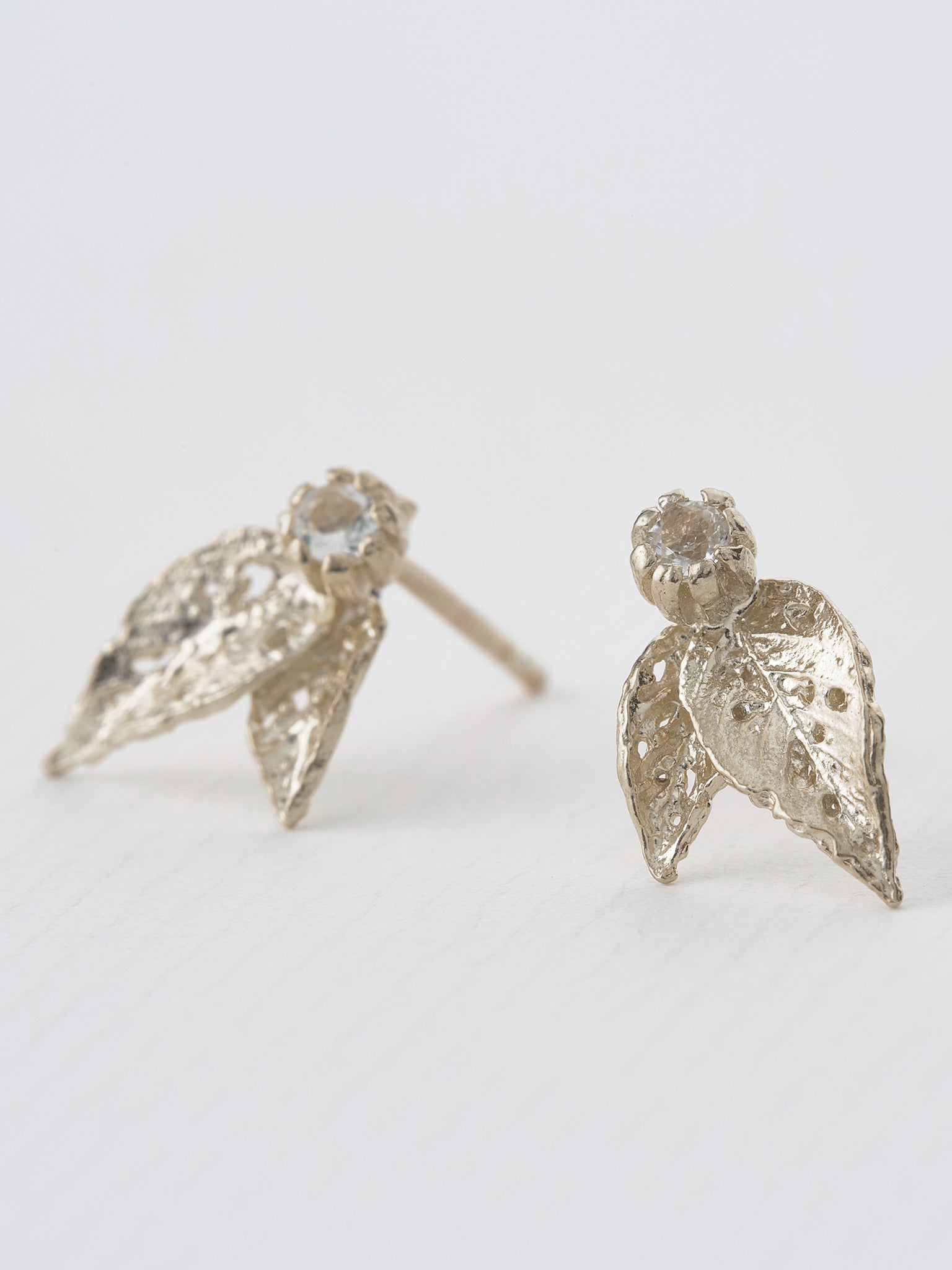 Autumn Leaf Topaz Stud Earrings - image 5 | silver