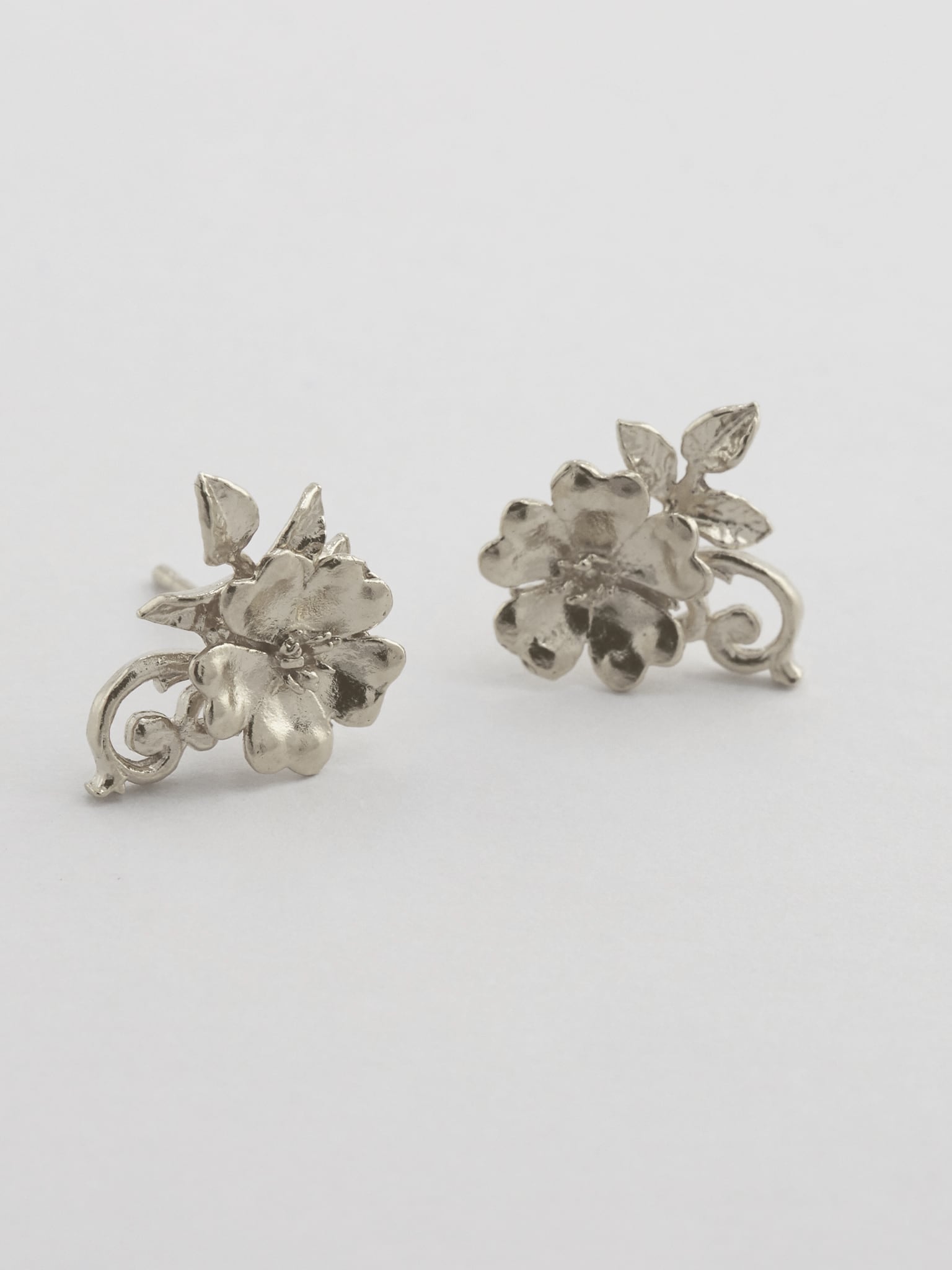 Ornate Rose Studs - image 6 | silver