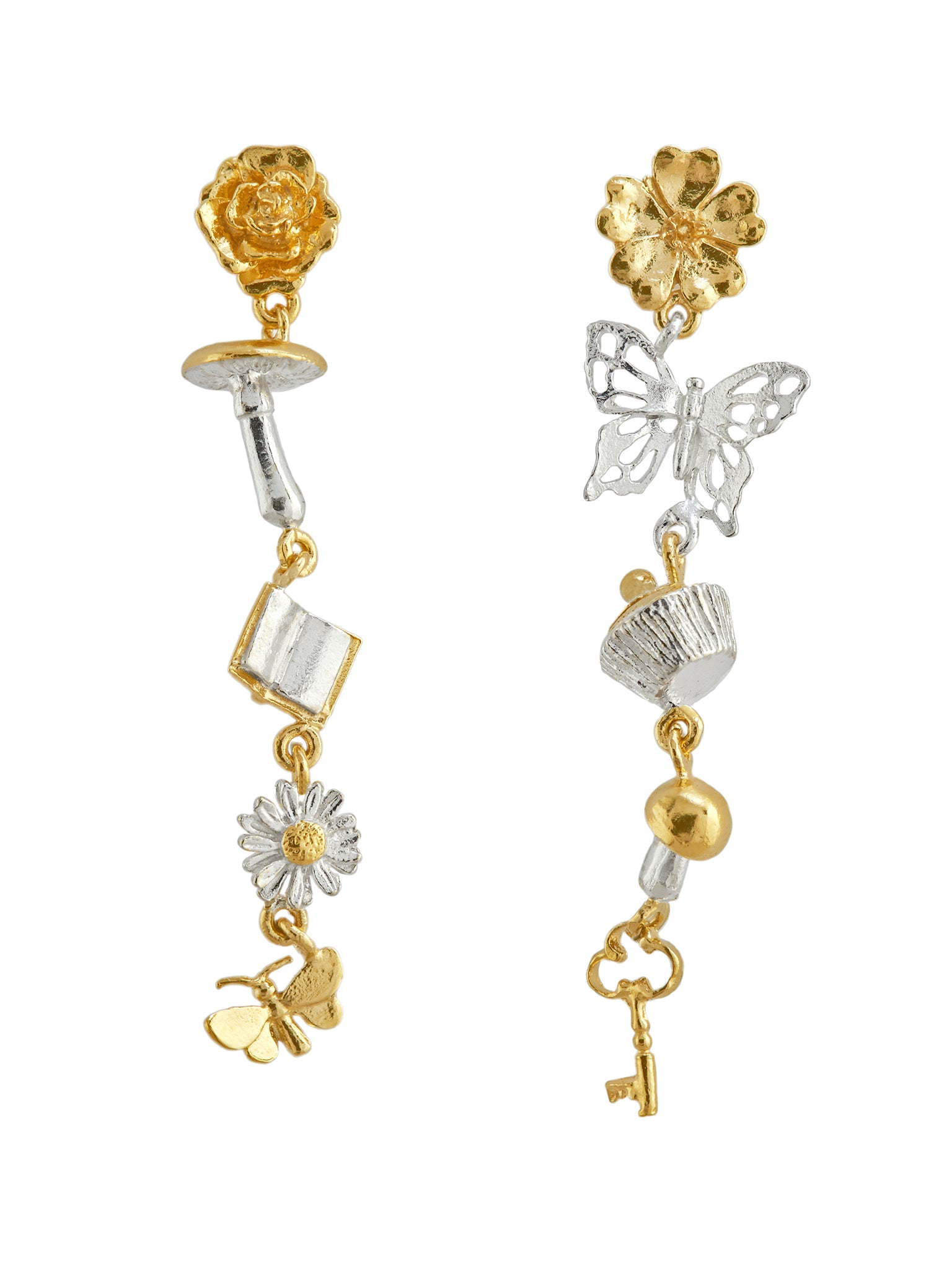 Tumbling Charm Earrings - image 1 | silver & gold plate