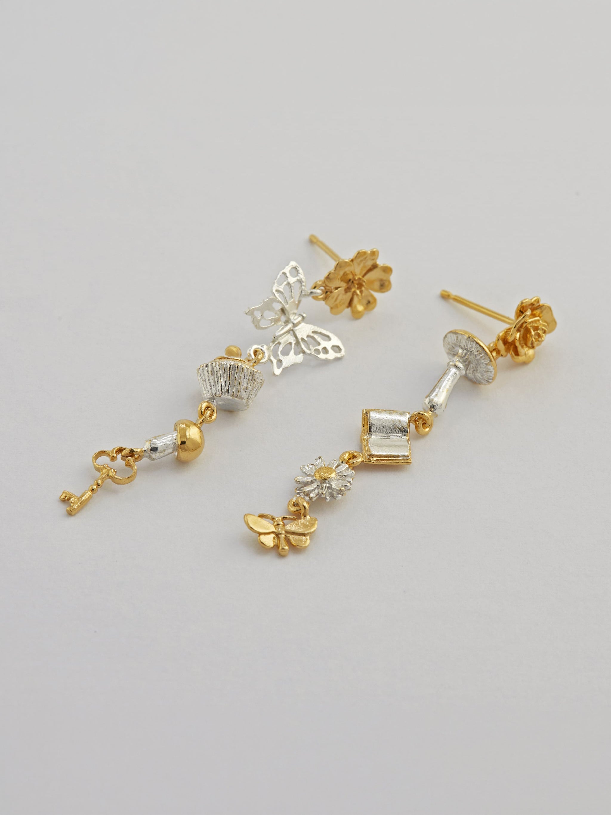 Tumbling Charm Earrings - image 3 | silver & gold plate
