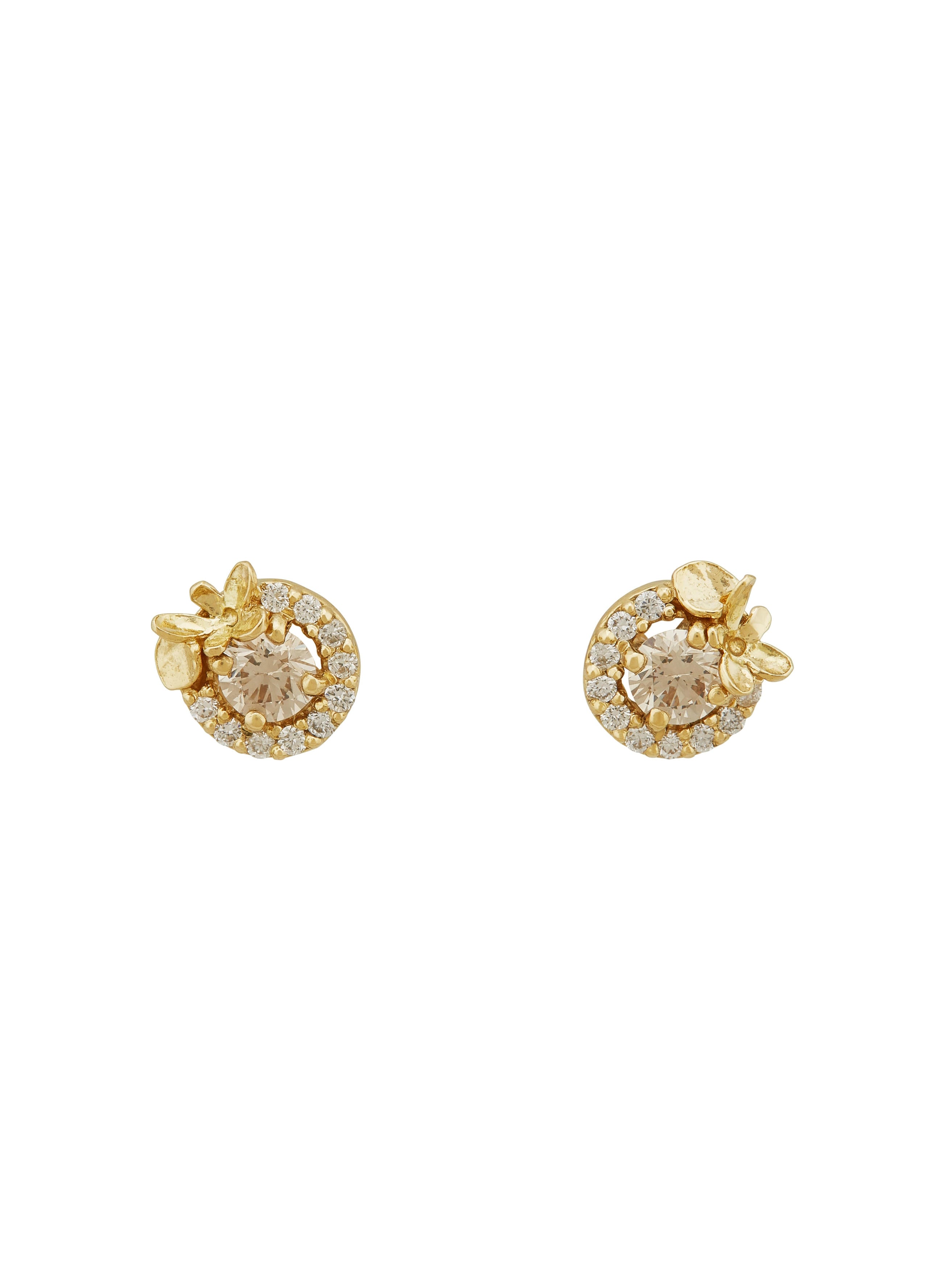 Champagne Diamond Spring Halo Stud Earrings - image 3 | 18ct yellow gold