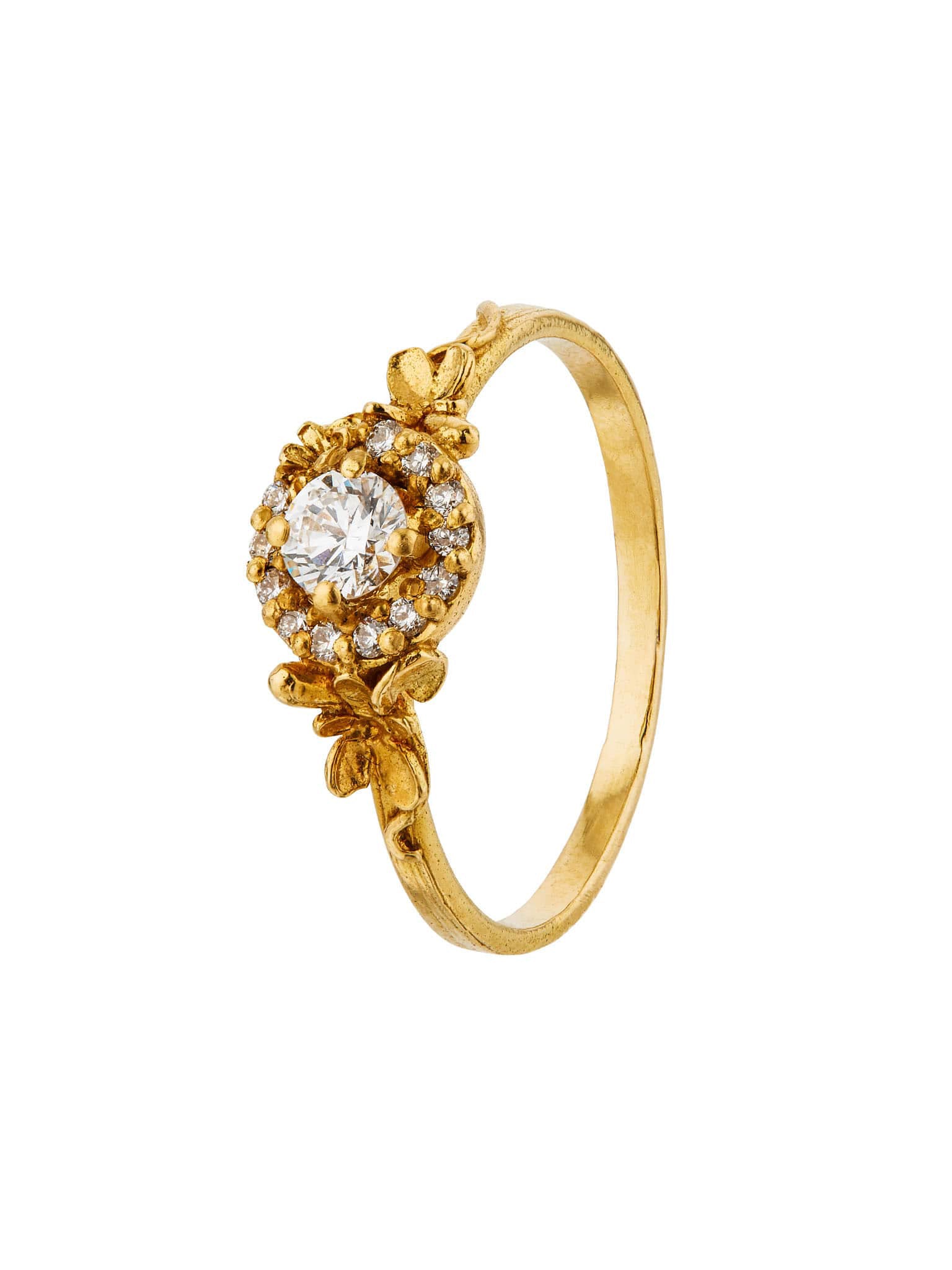 Small Diamond Spring Halo Ring - image 1 | 18ct yellow gold