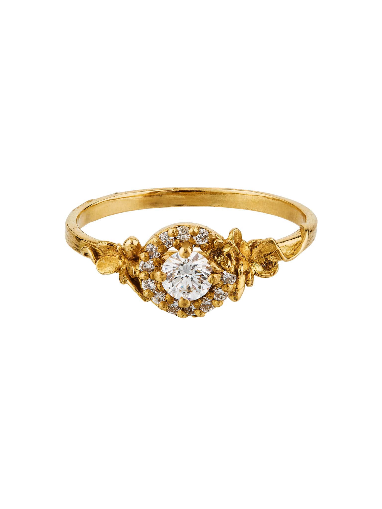 Small Diamond Spring Halo Ring - image 5 | 18ct yellow gold
