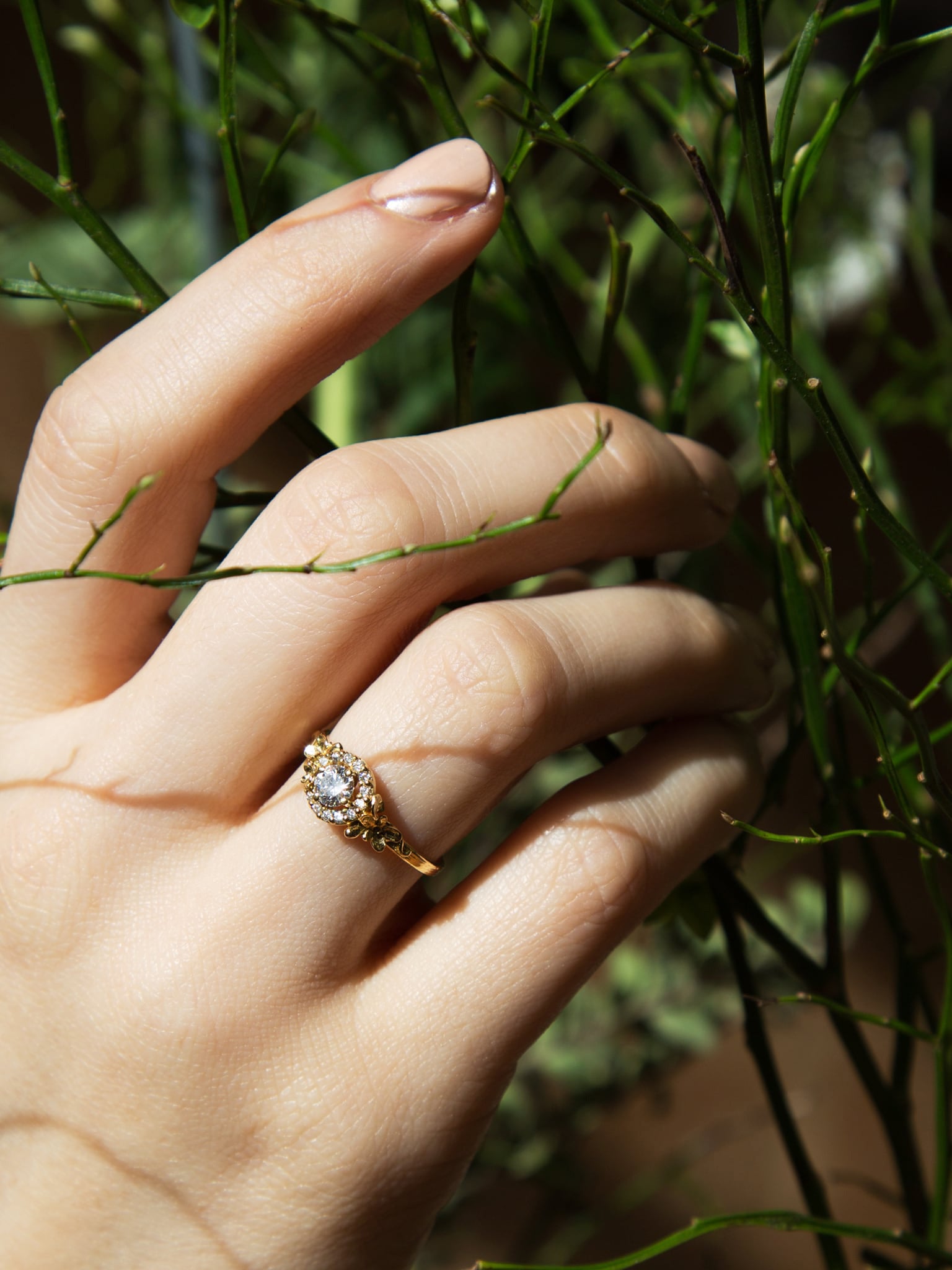 Small Diamond Spring Halo Ring - image 2