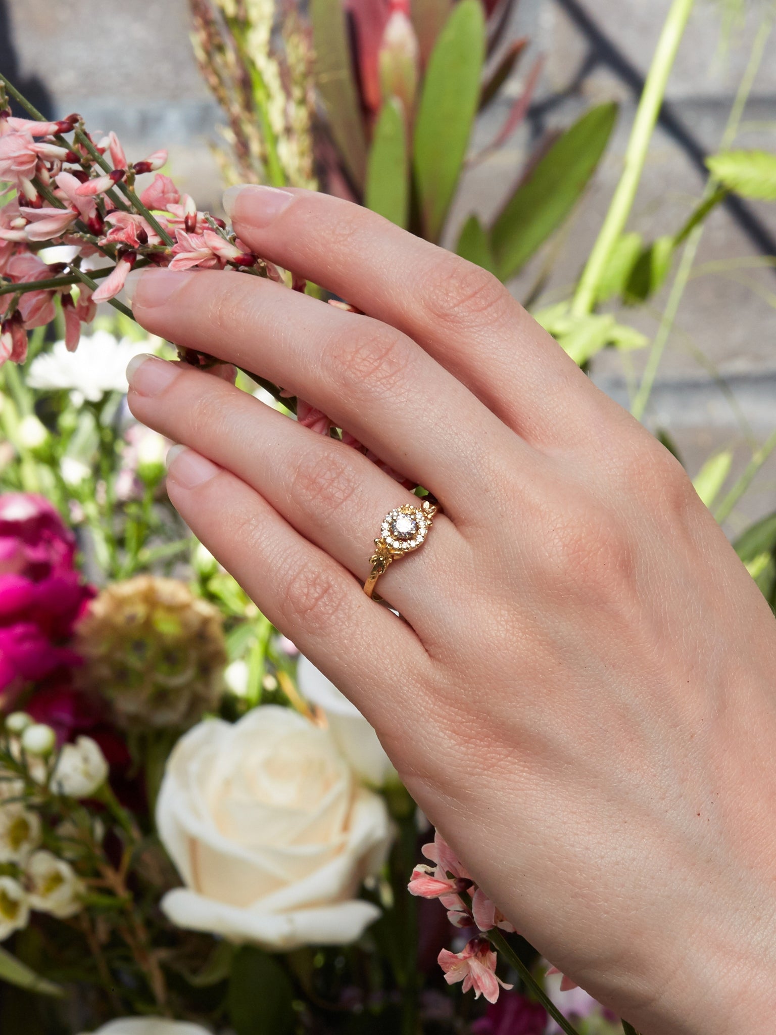 Small Diamond Spring Halo Ring - image 3