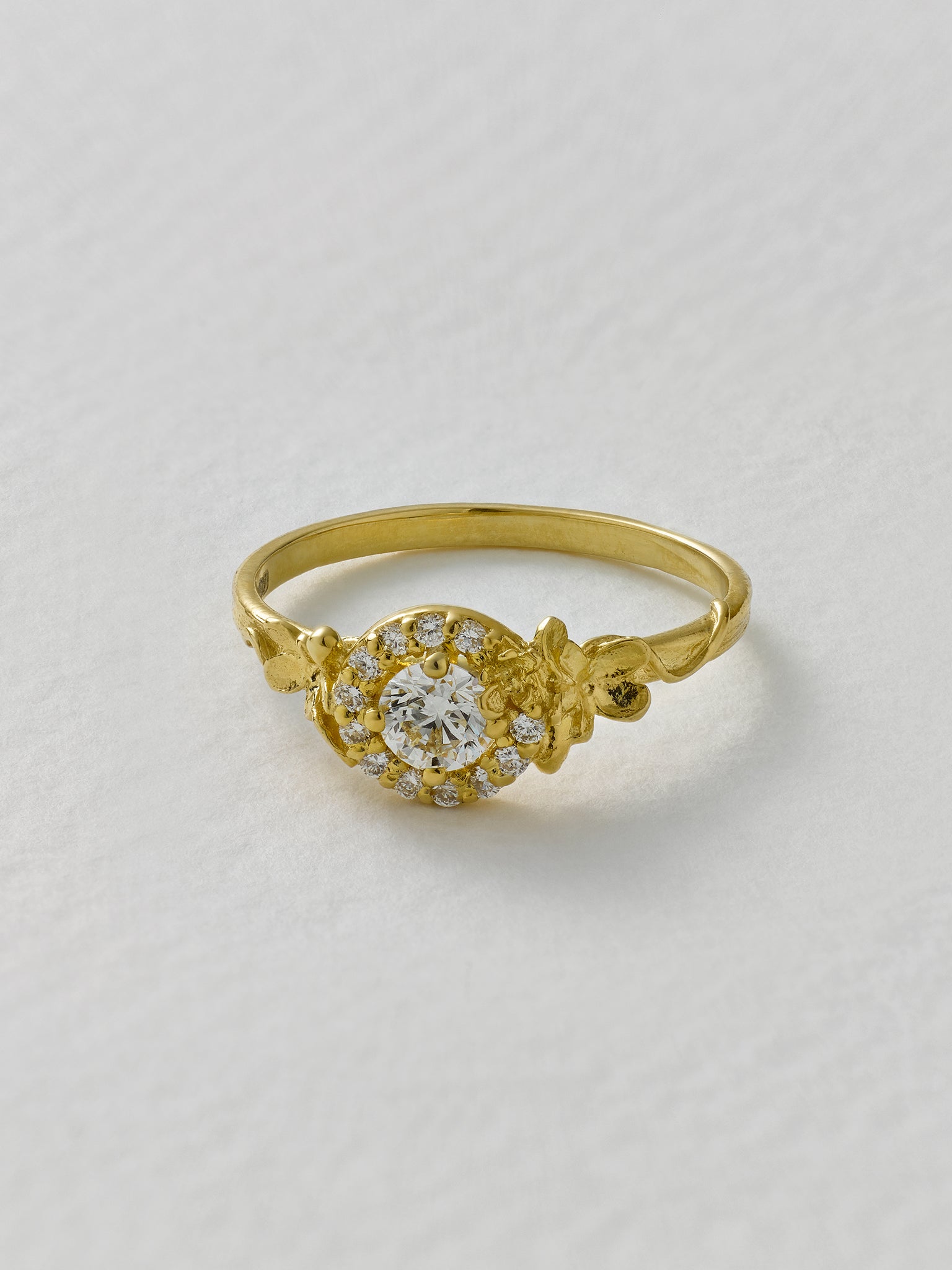 Small Diamond Spring Halo Ring - image 4 | 18ct yellow gold