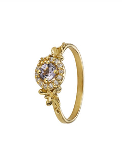 Small Spring Halo Lilac Pink Sapphire Ring