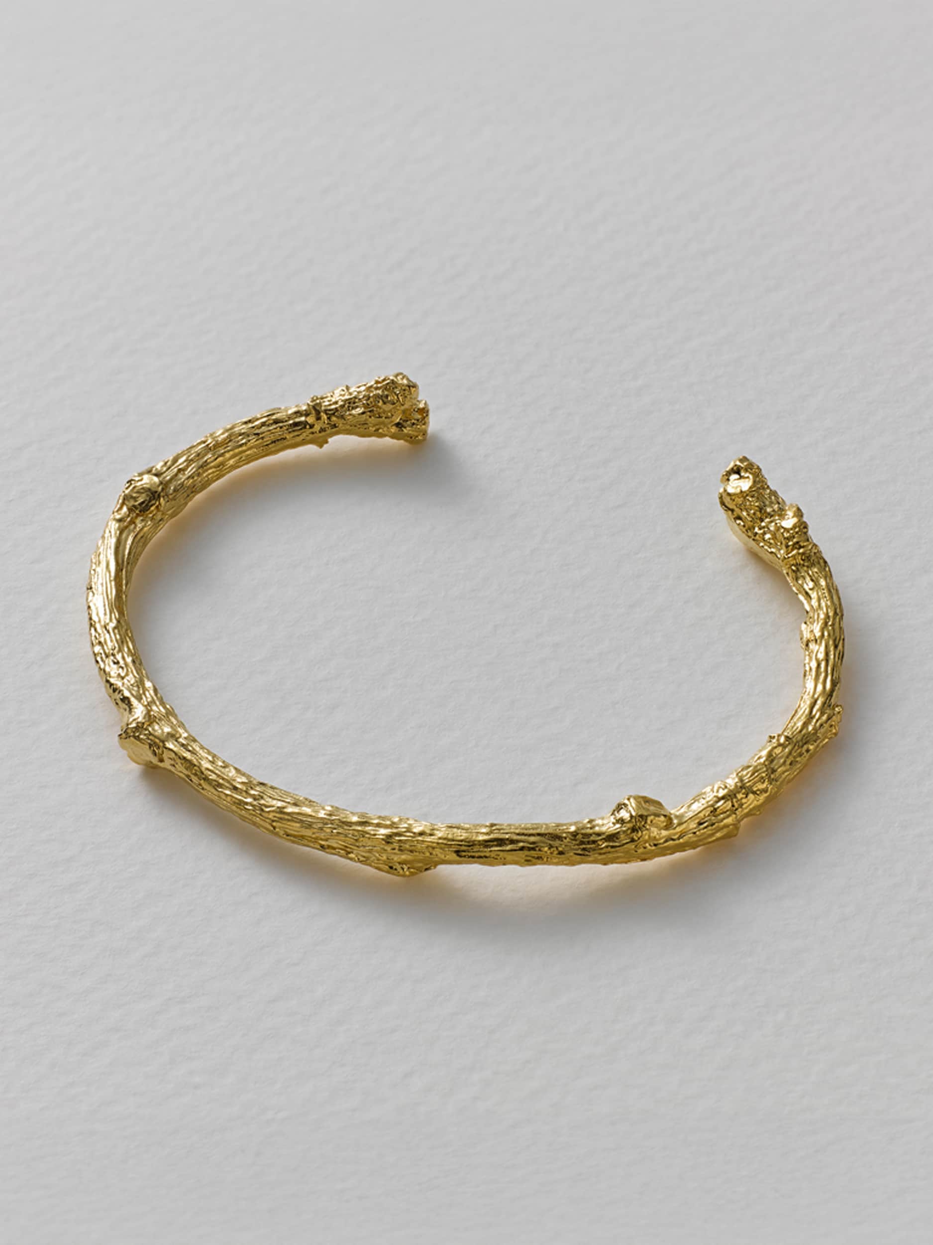Apple Blossom Branch Open Cuff Bangle - image 6 | gold plate