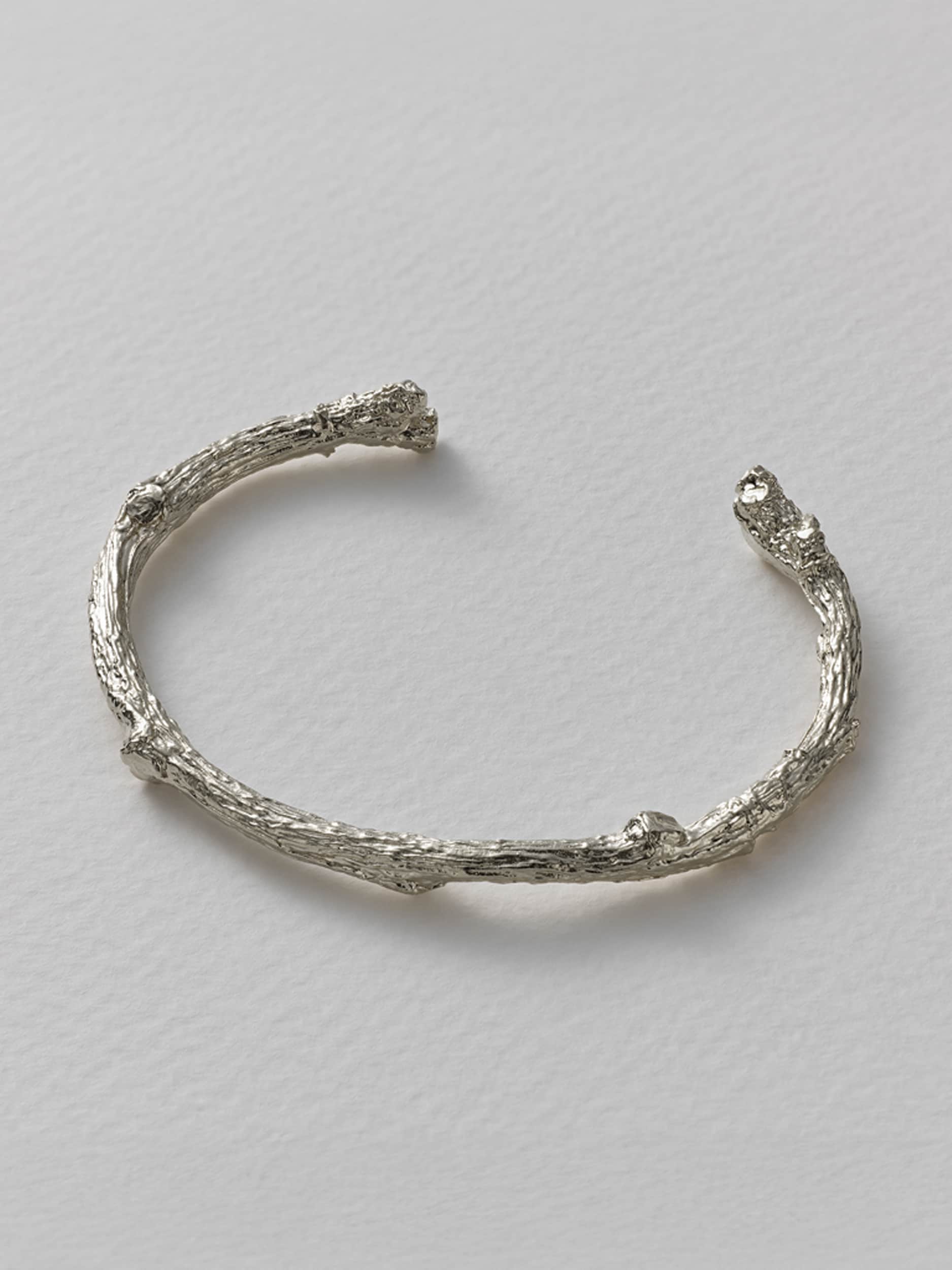 Apple Blossom Branch Open Cuff Bangle - image 12 | silver