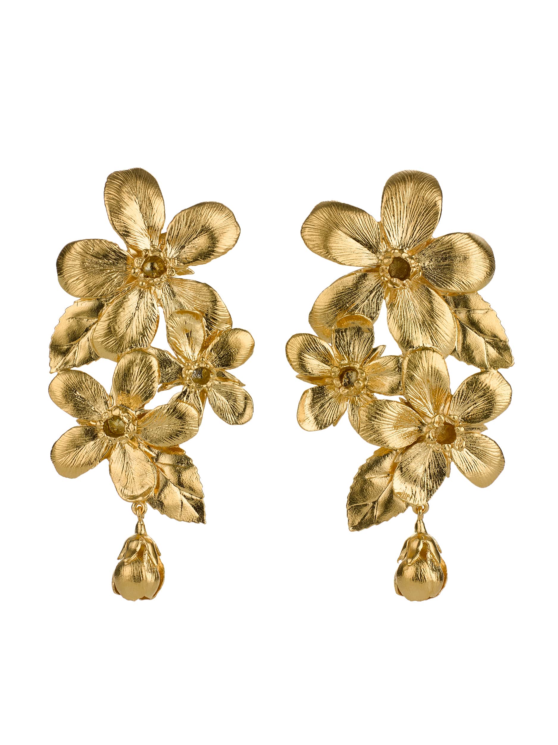 Flowering Apple Blossom Statement Earrings - image 1 | gold plate