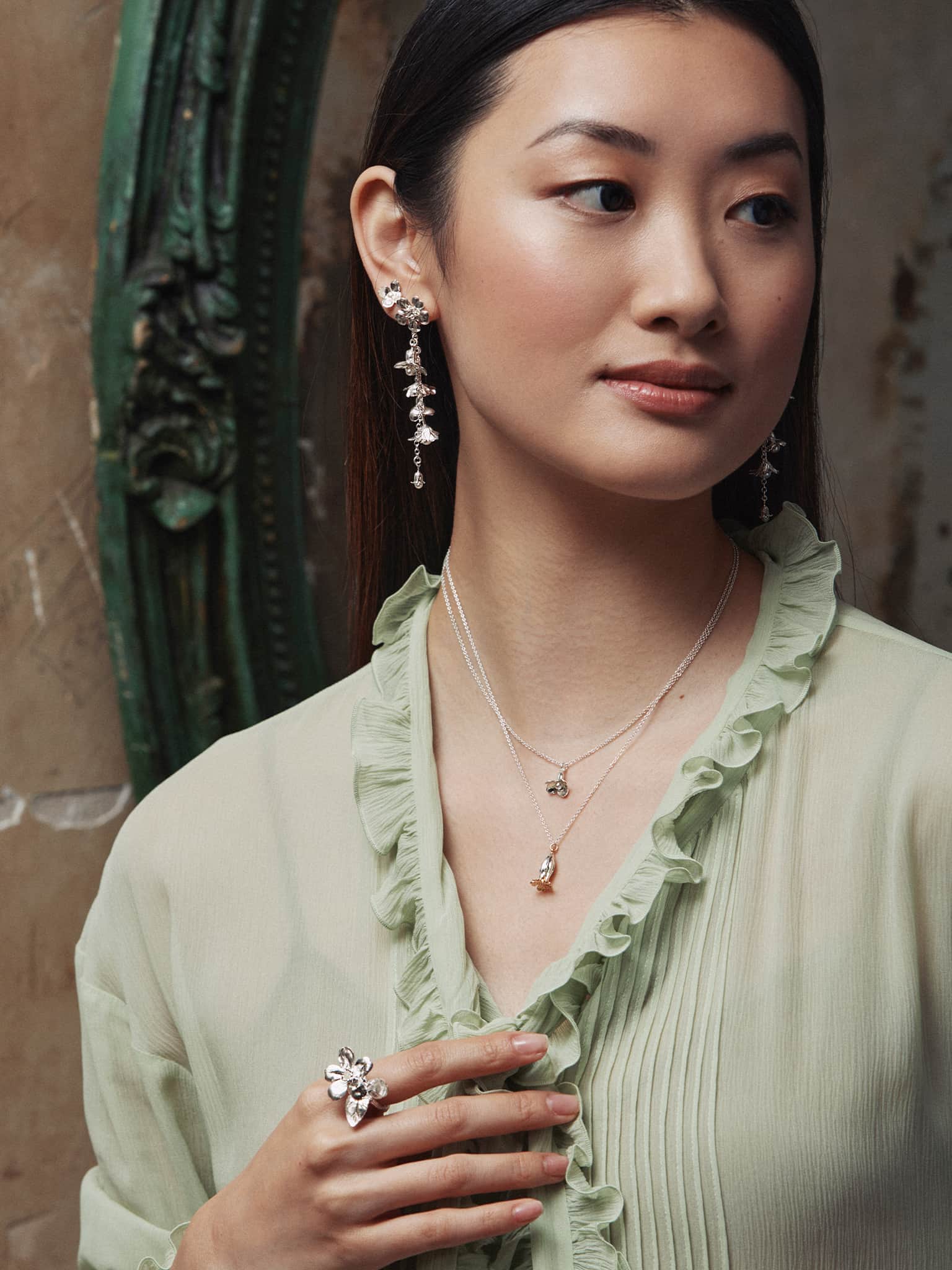 Tumbling Wildflower Pearl Drop Earrings - image 7