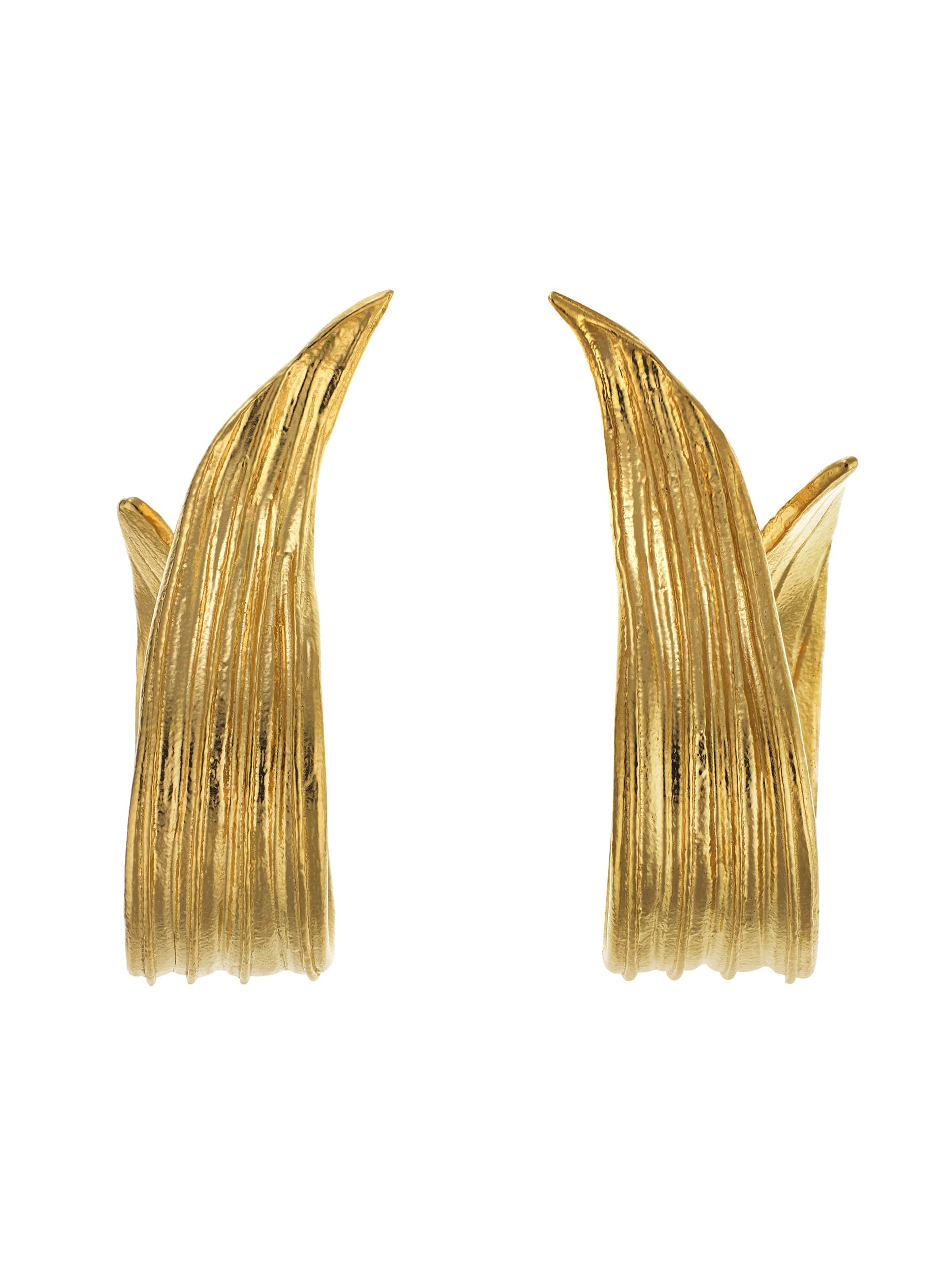 Wrapped Ribwort Plantain Leaf Twist Earrings - image 5 | gold plate