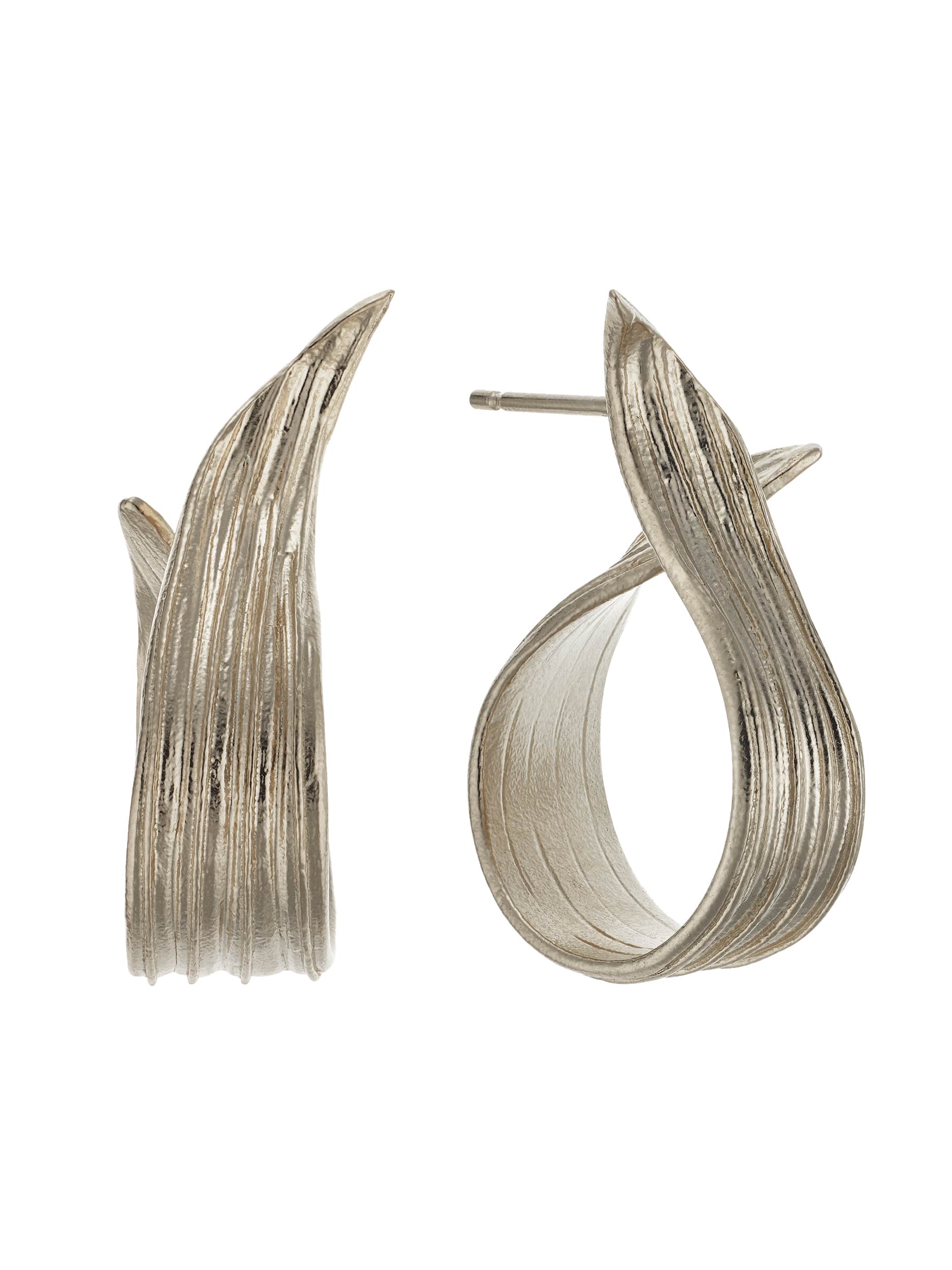 Wrapped Ribwort Plantain Leaf Twist Earrings - image 6 | silver