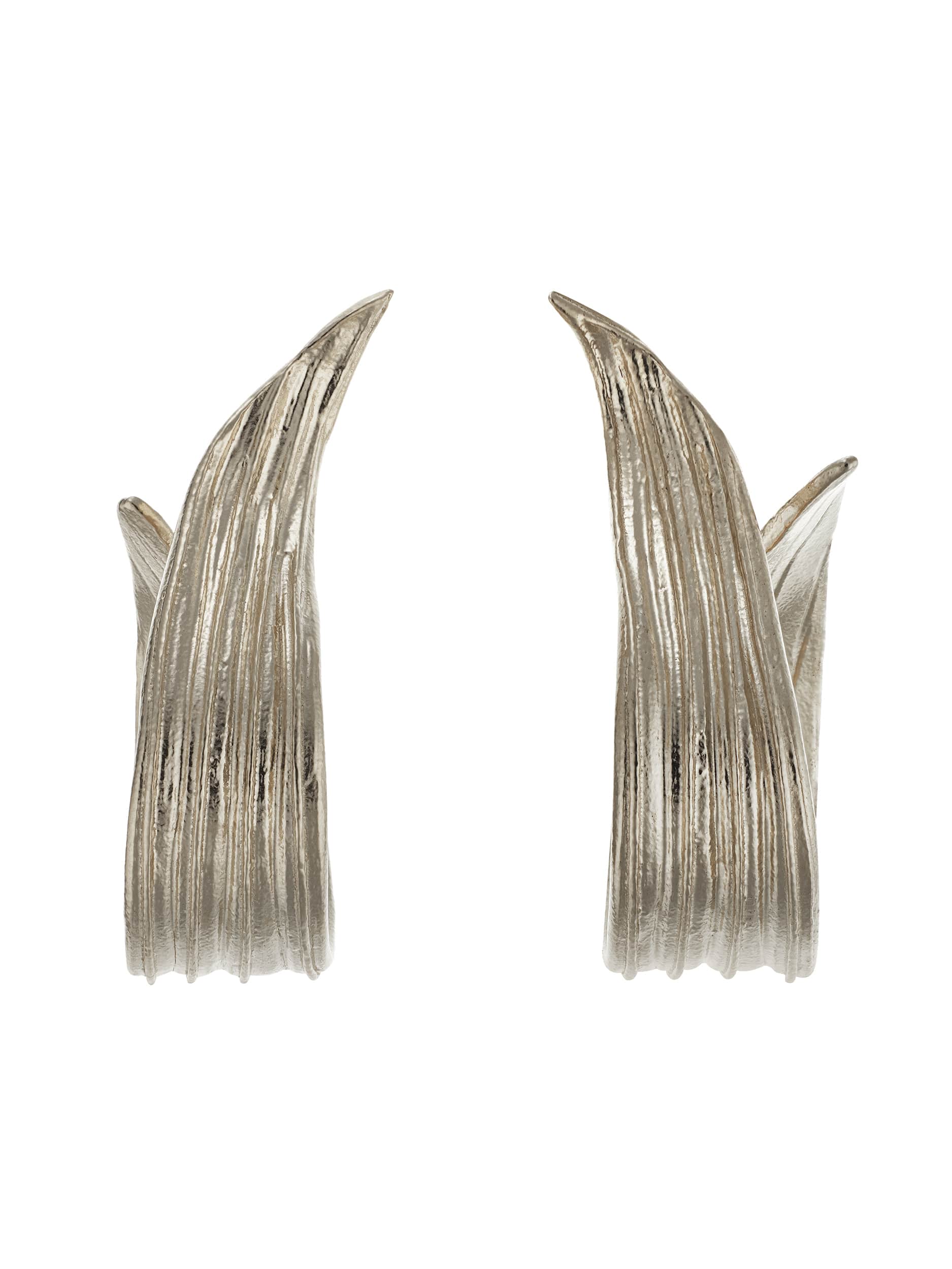 Wrapped Ribwort Plantain Leaf Twist Earrings - image 11 | silver