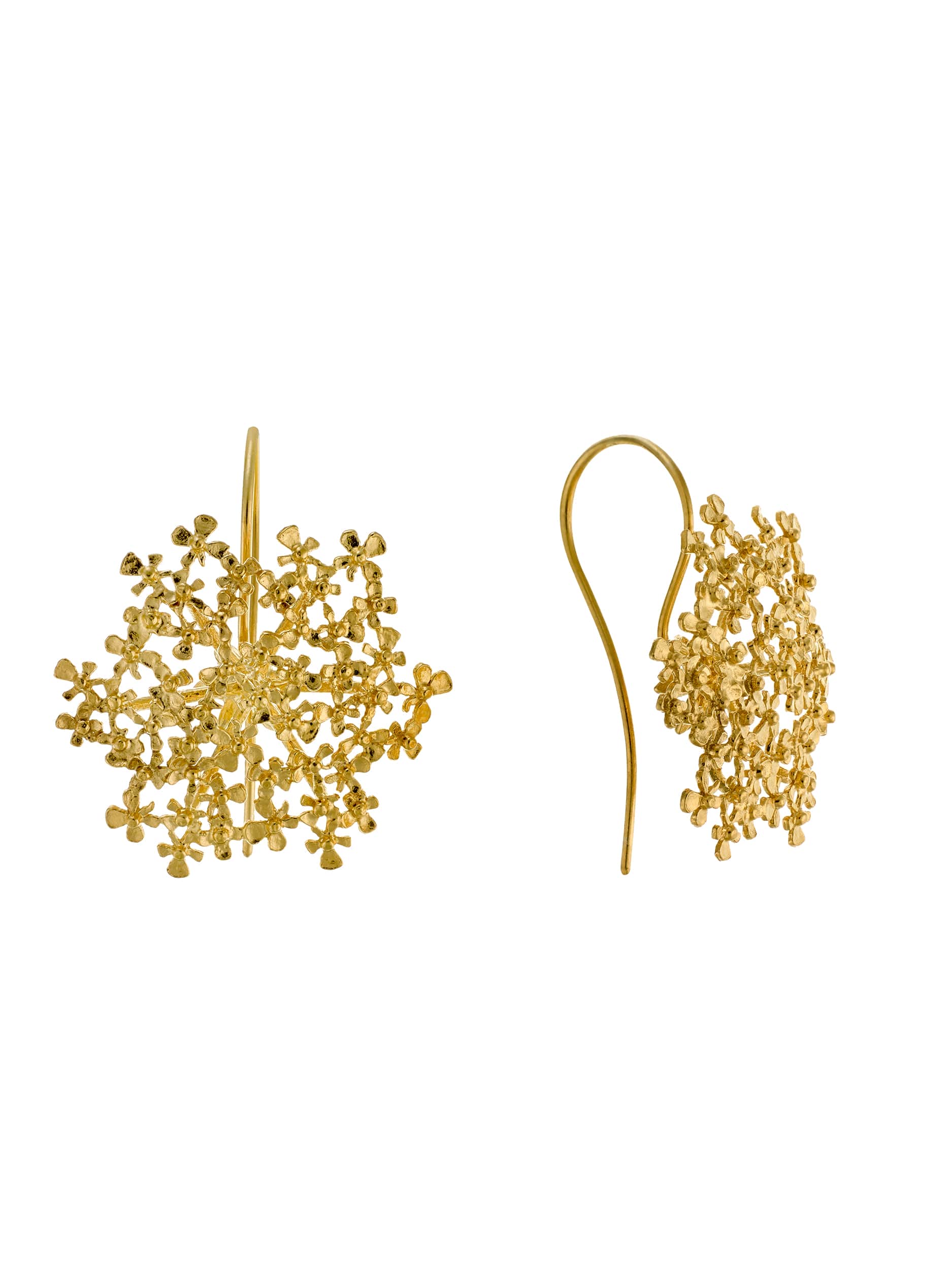 Cow Parsley Bloom Hook Earrings - image 6 | gold plate