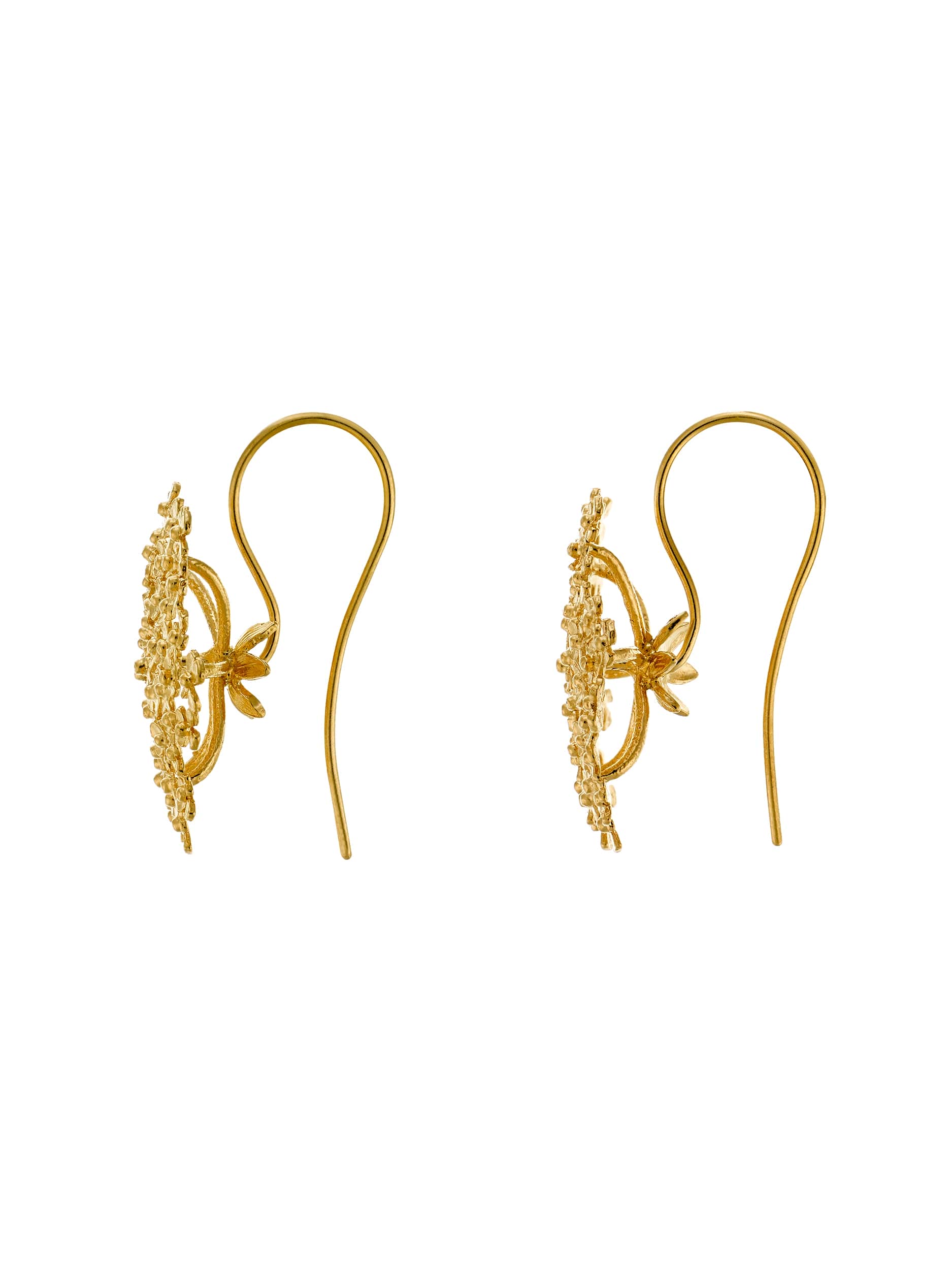 Cow Parsley Bloom Hook Earrings - image 7 | gold plate