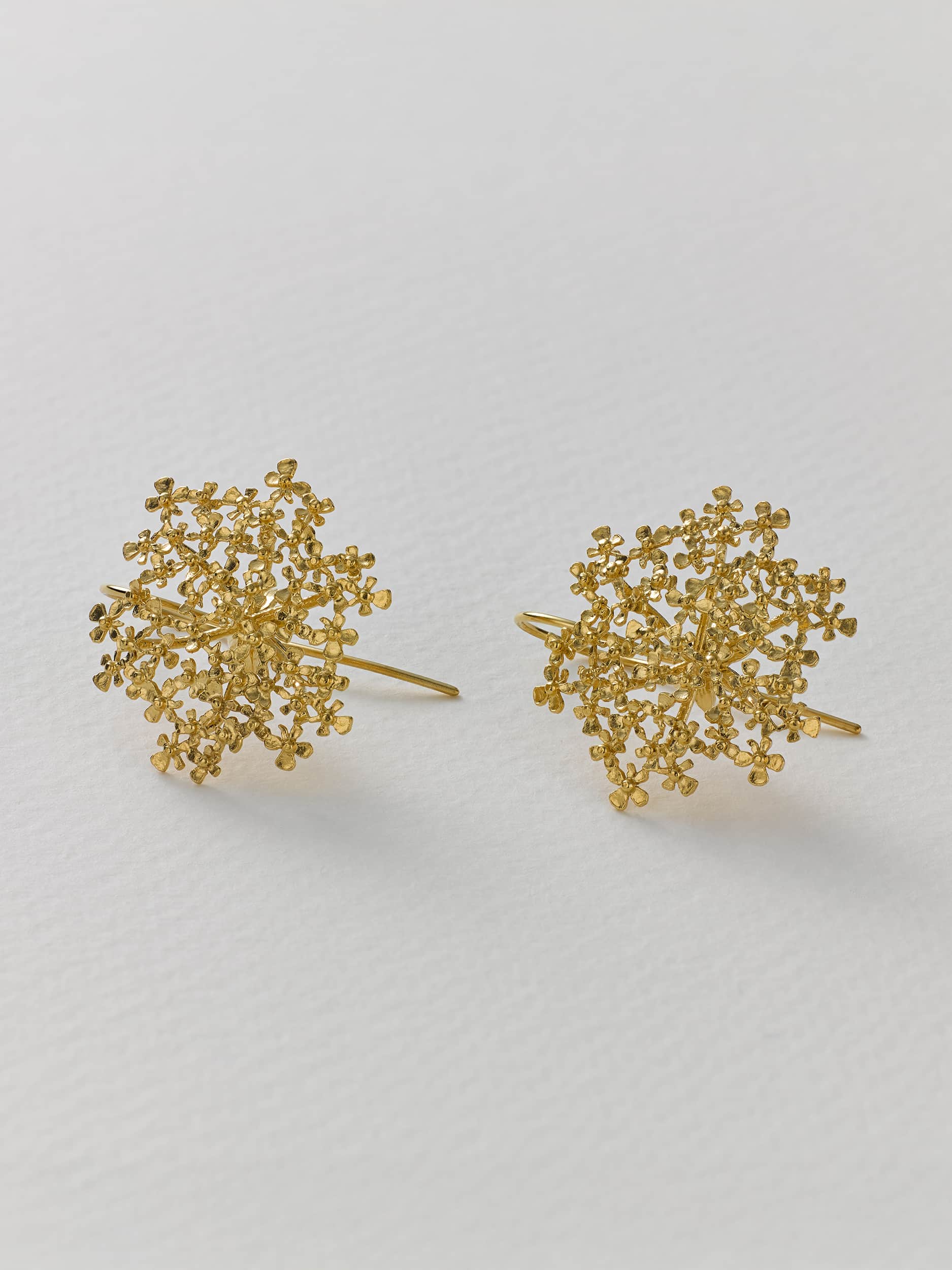 Cow Parsley Bloom Hook Earrings - image 5 | gold plate