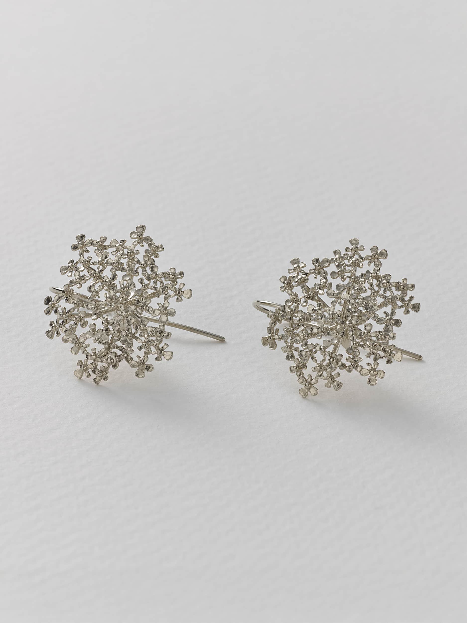 Cow Parsley Bloom Hook Earrings - image 12 | silver