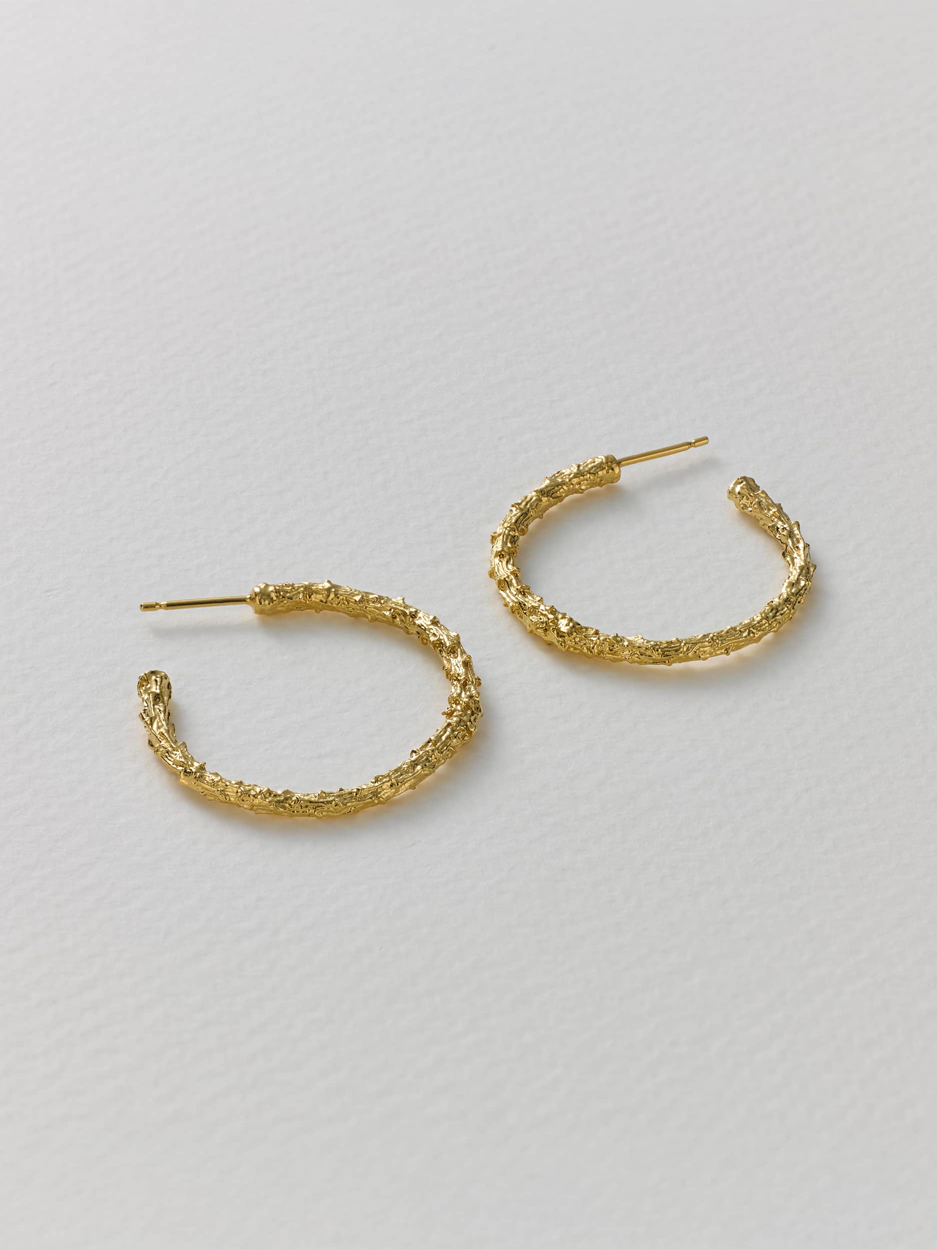 Pine Twig Hoop Earrings - image 4 | gold plate