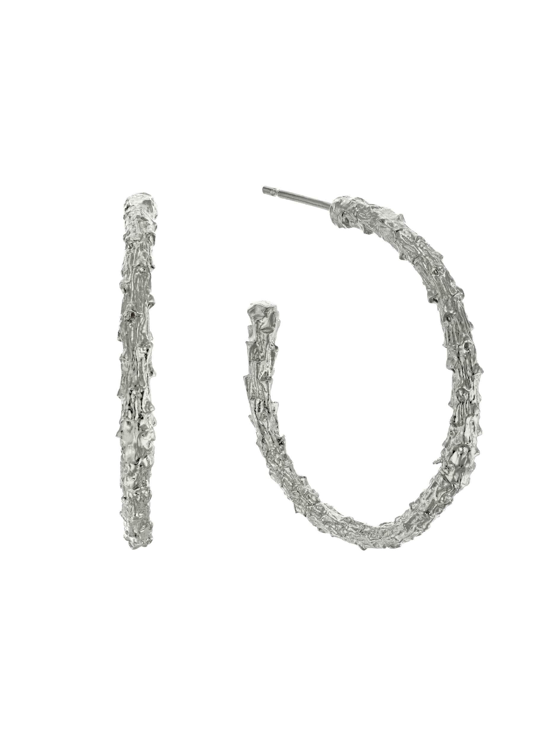 Pine Twig Hoop Earrings - image 6 | silver
