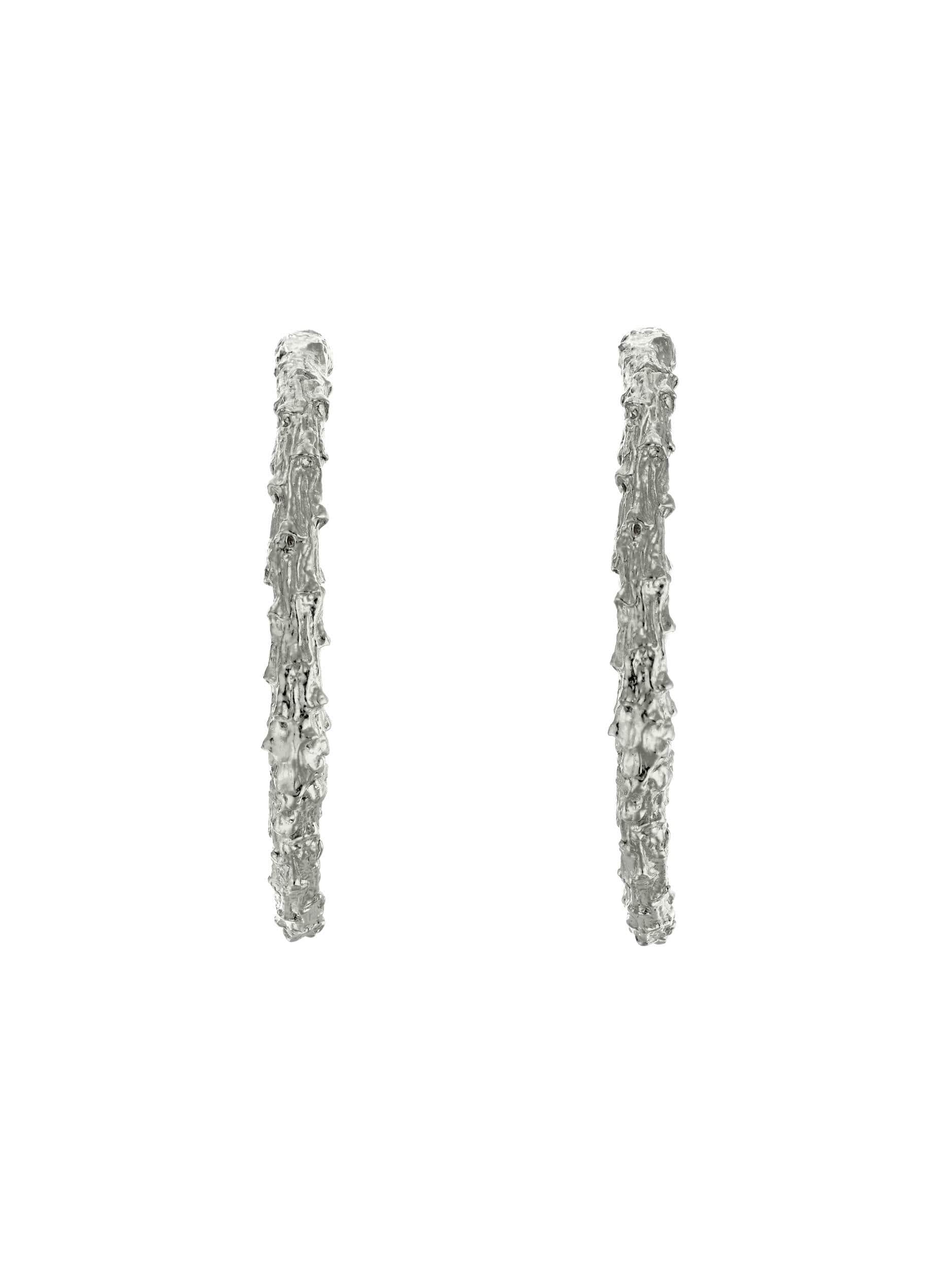 Pine Twig Hoop Earrings - image 11 | silver