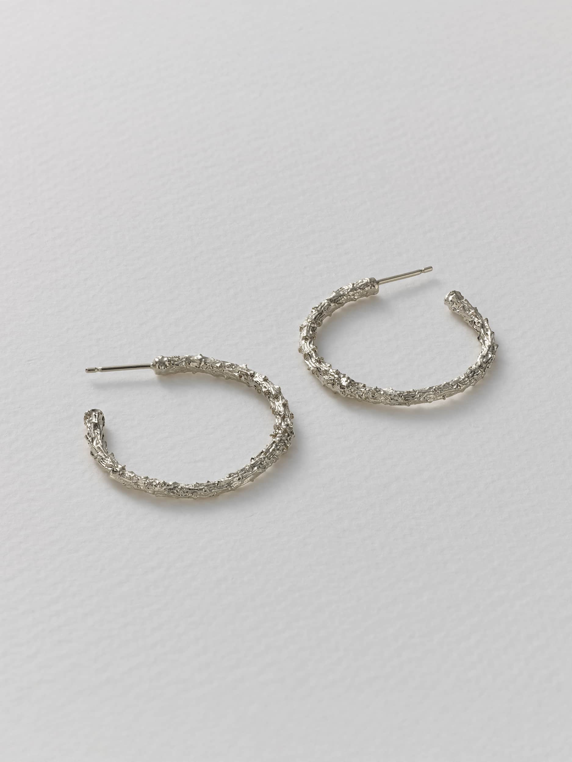 Pine Twig Hoop Earrings - image 10 | silver