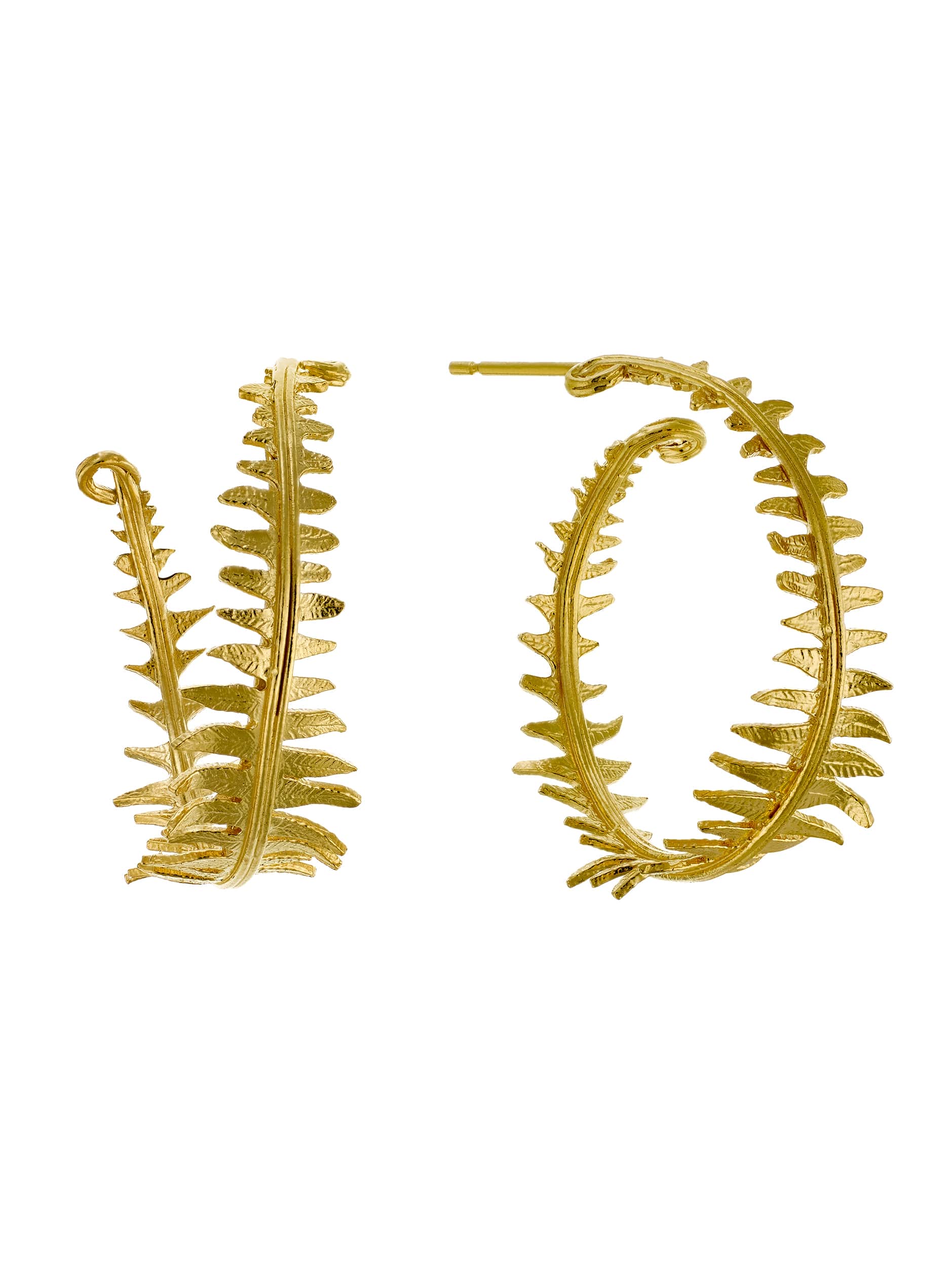 Fern Hoop Earrings - image 1 | gold plate