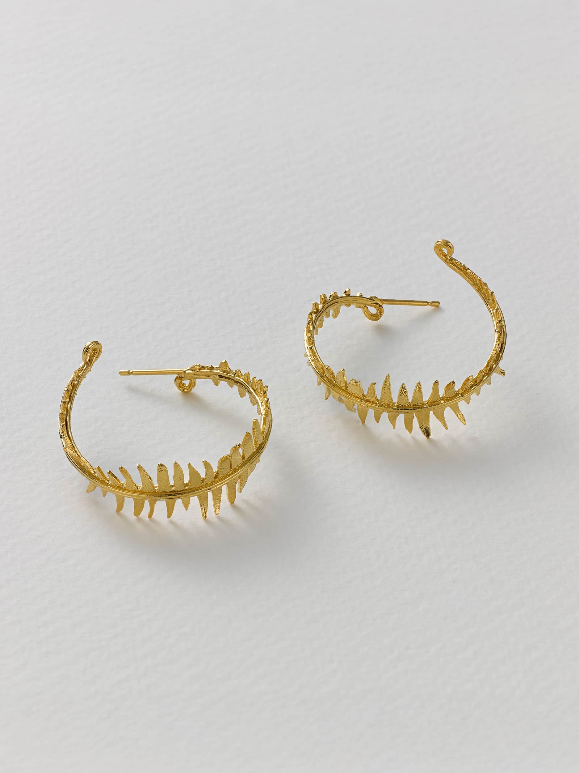 Fern Hoop Earrings - image 4 | gold plate